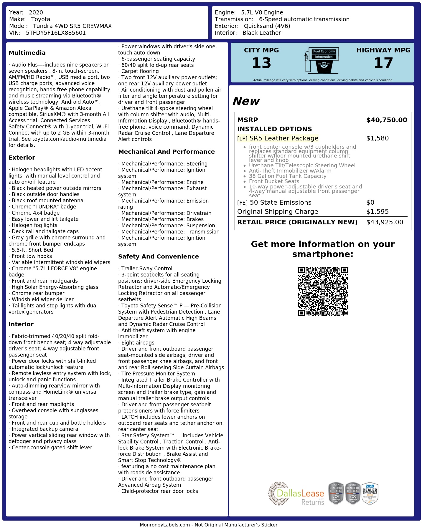 Monroney Label
