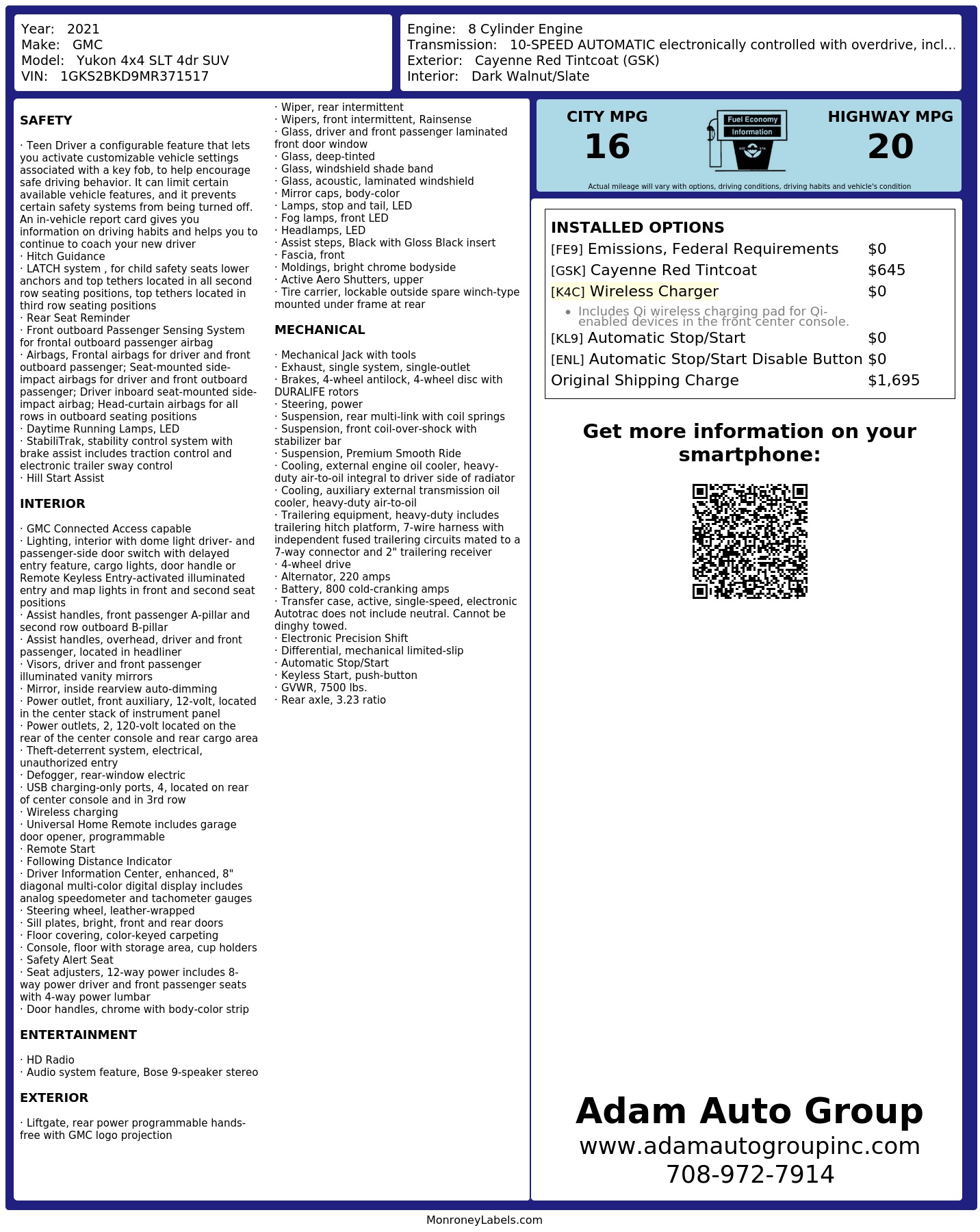 Monroney Label