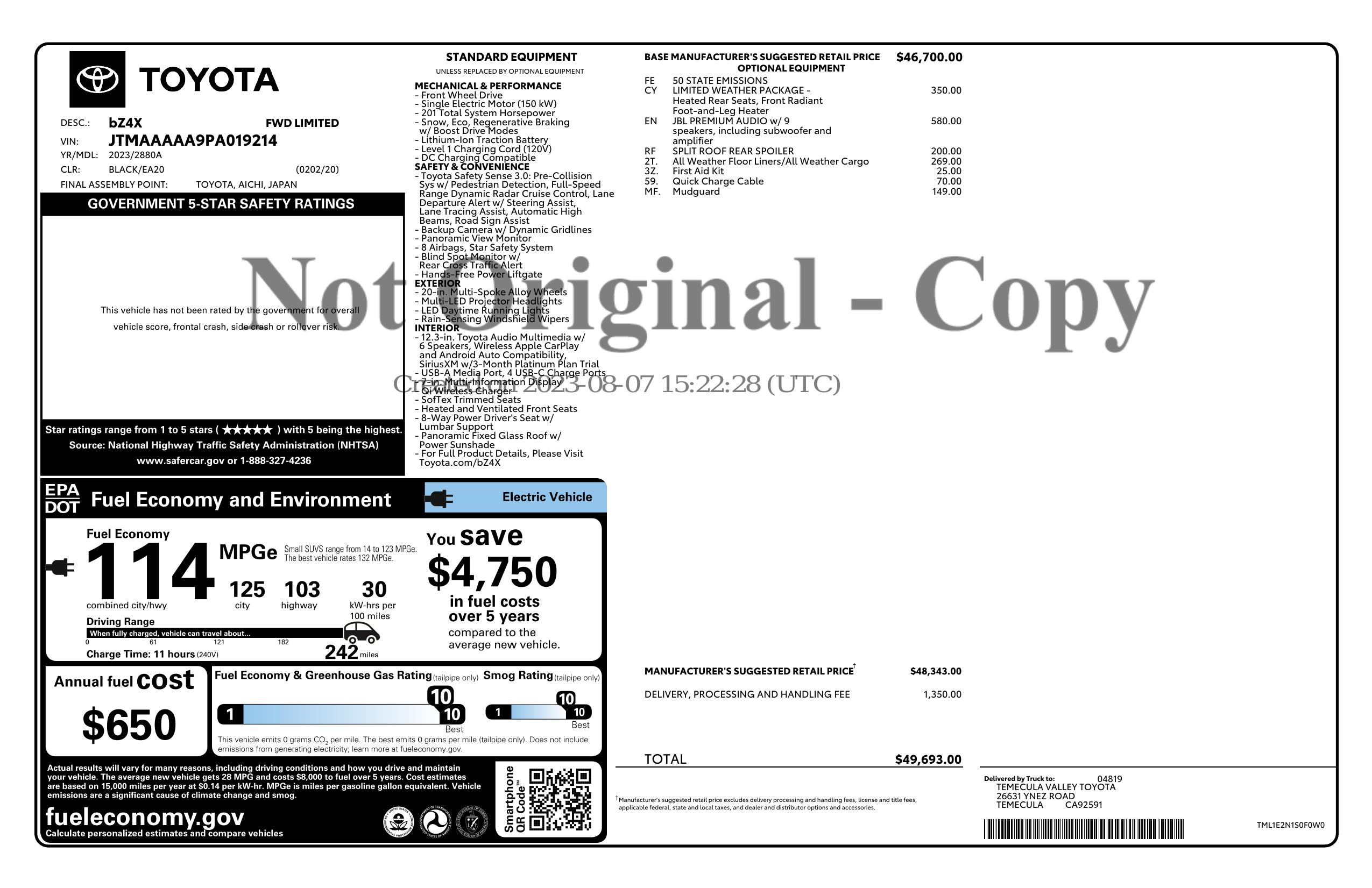 Monroney Label