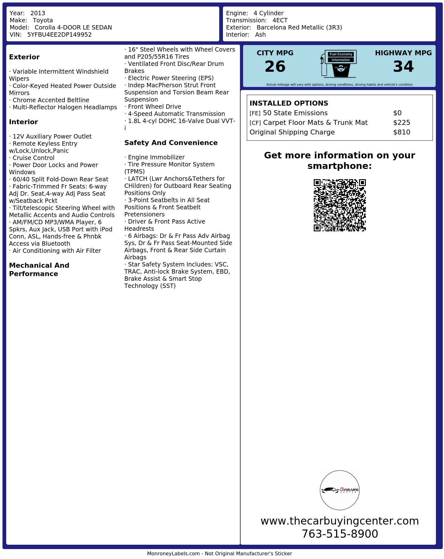 Monroney Label