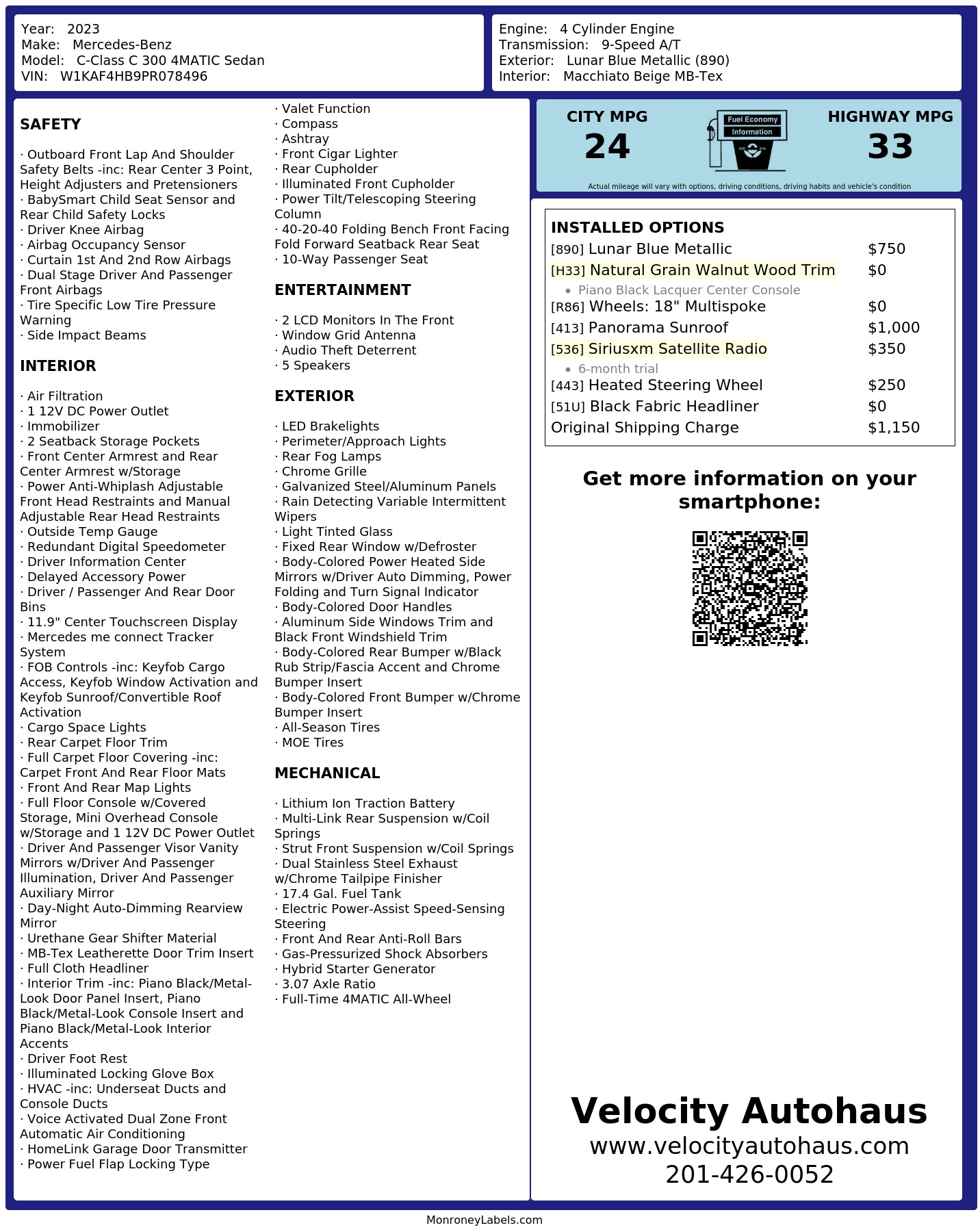 Monroney Label