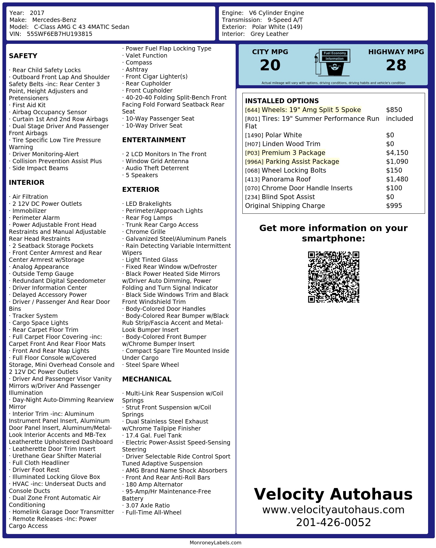 Monroney Label