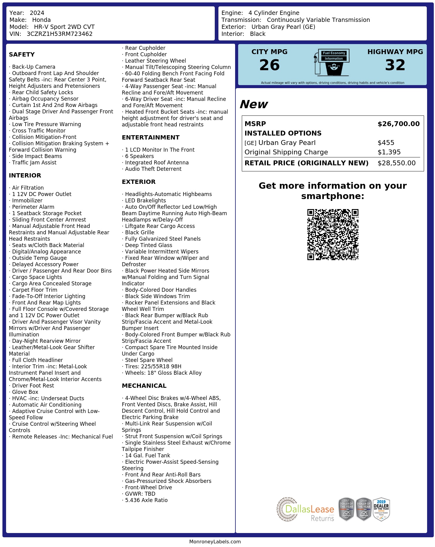 Monroney Label