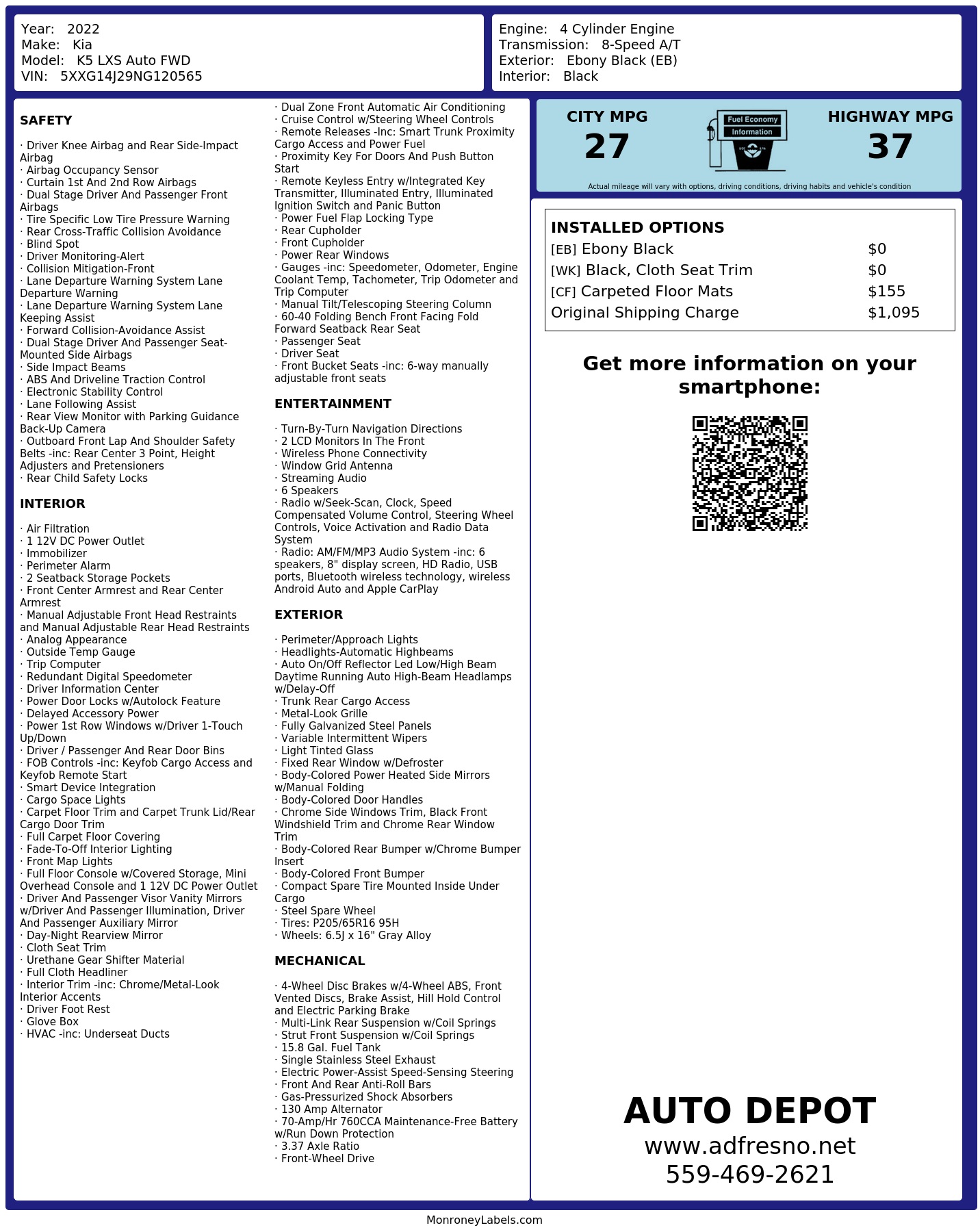 Monroney Label