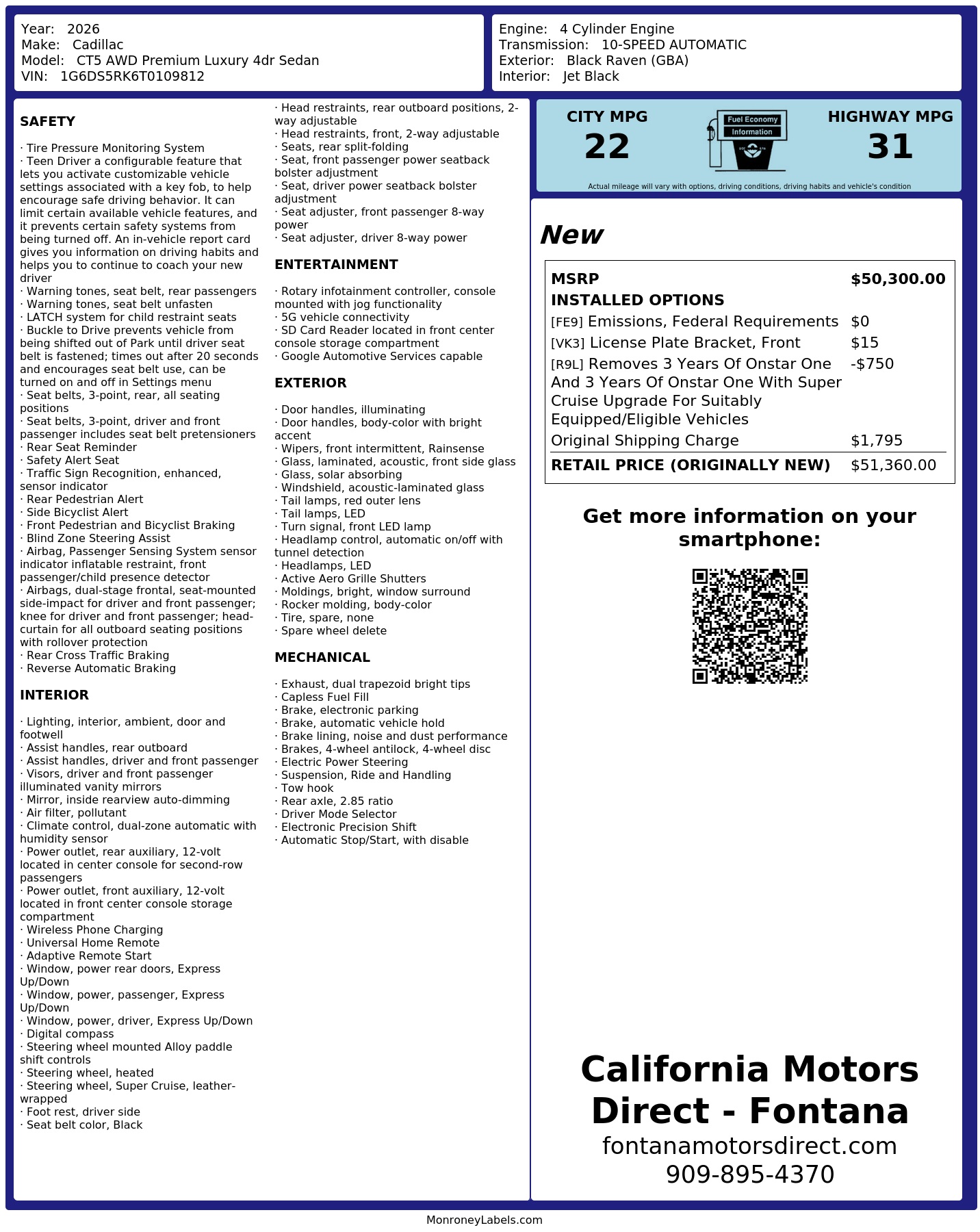 Monroney Label