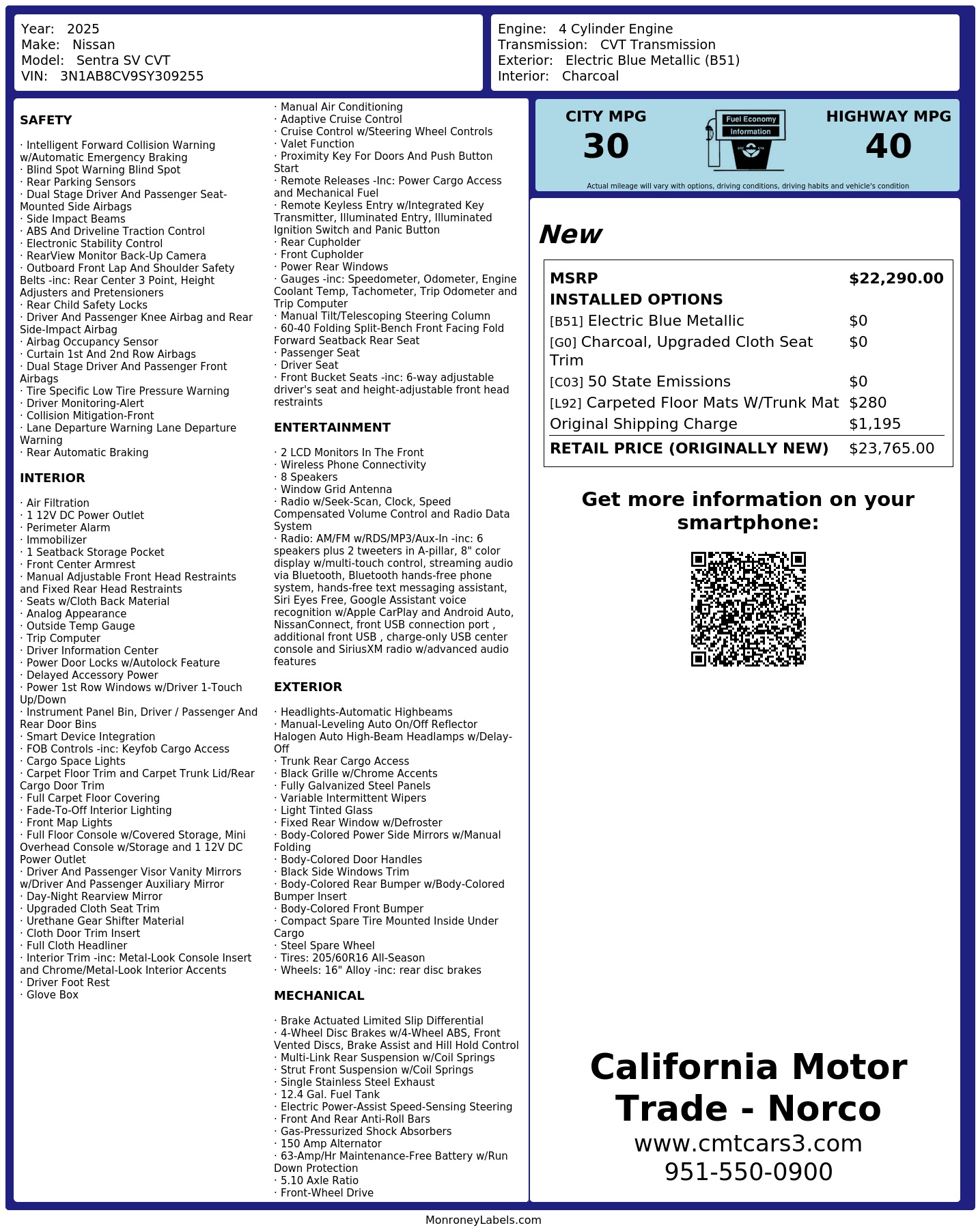 Monroney Label