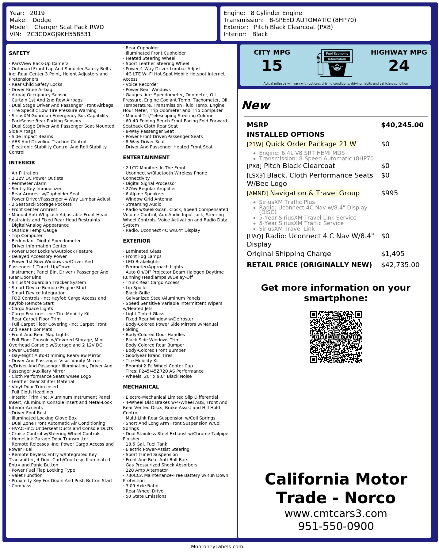 Monroney Label