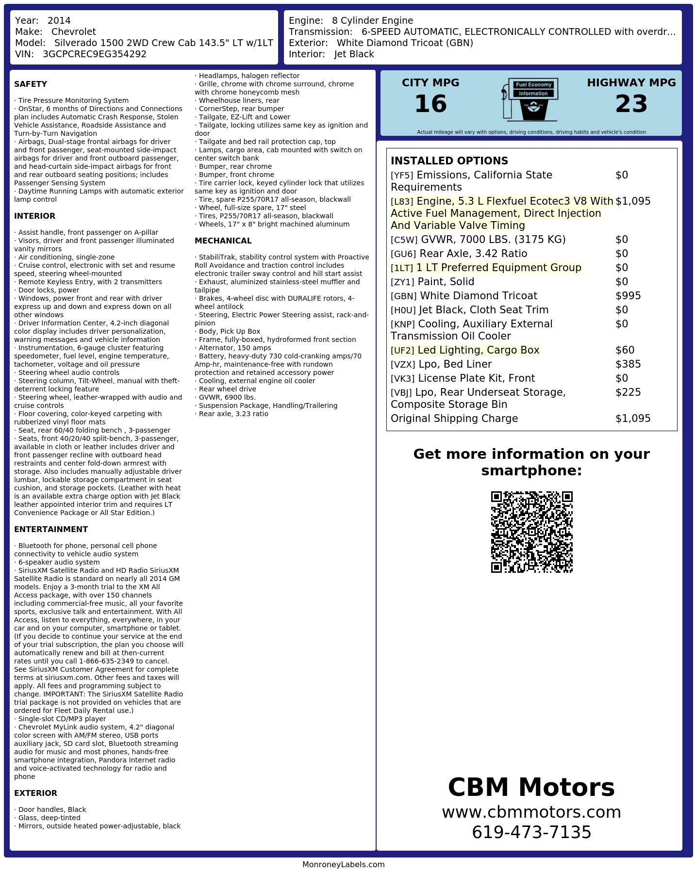 Monroney Label