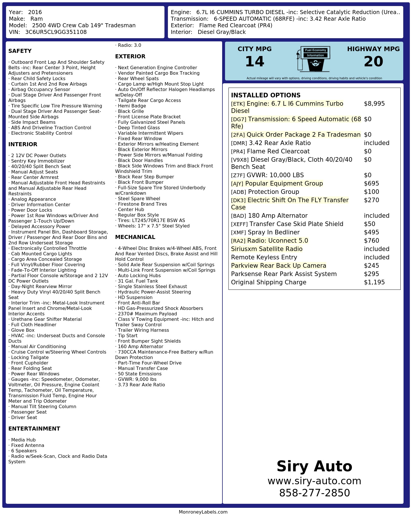 Monroney Label