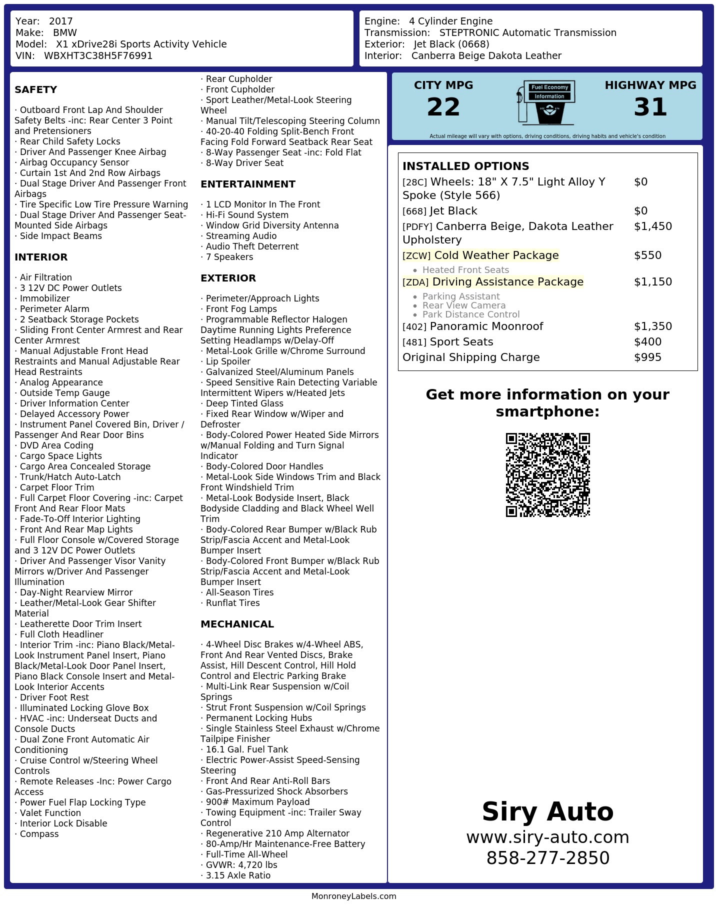 Monroney Label