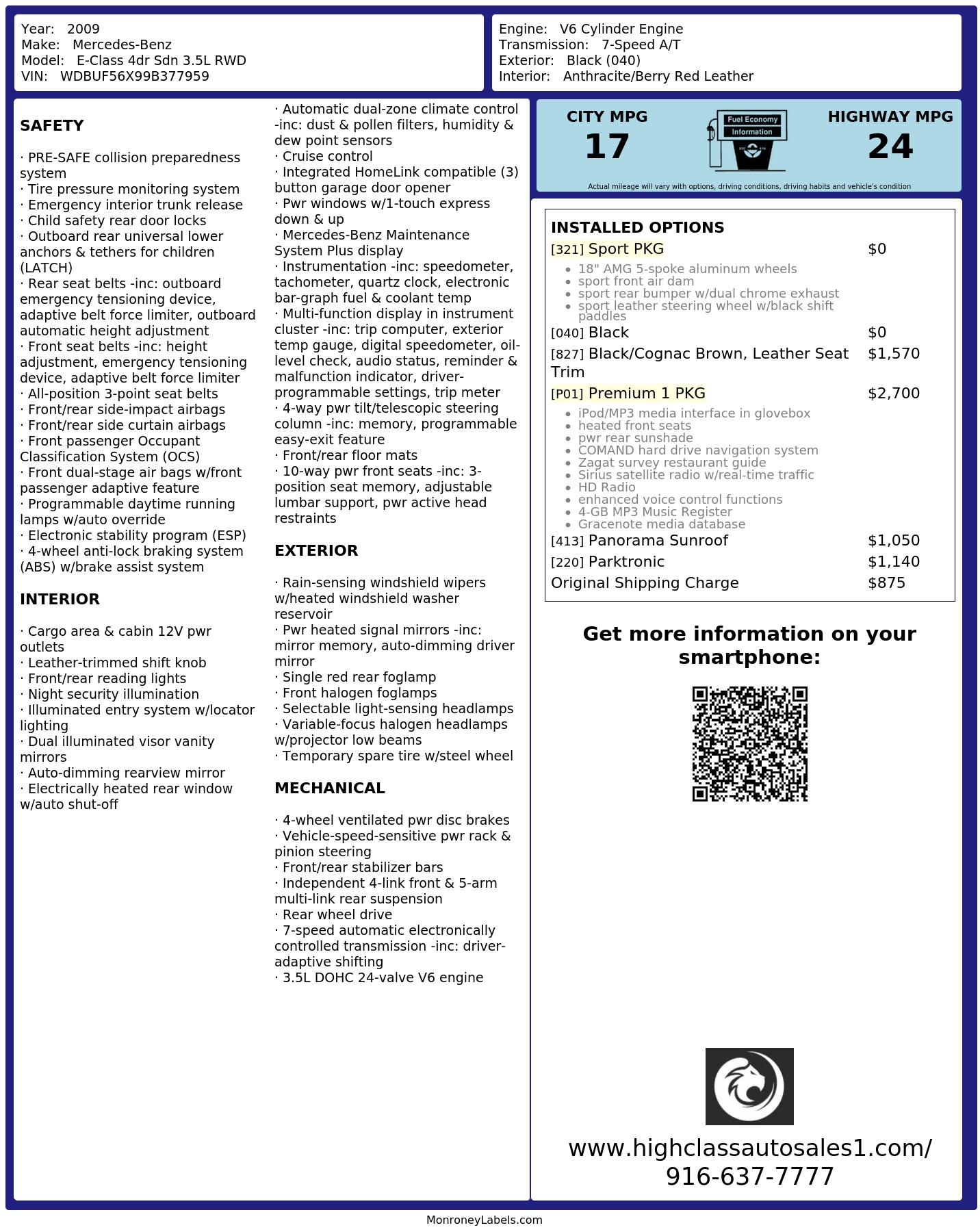 Monroney Label