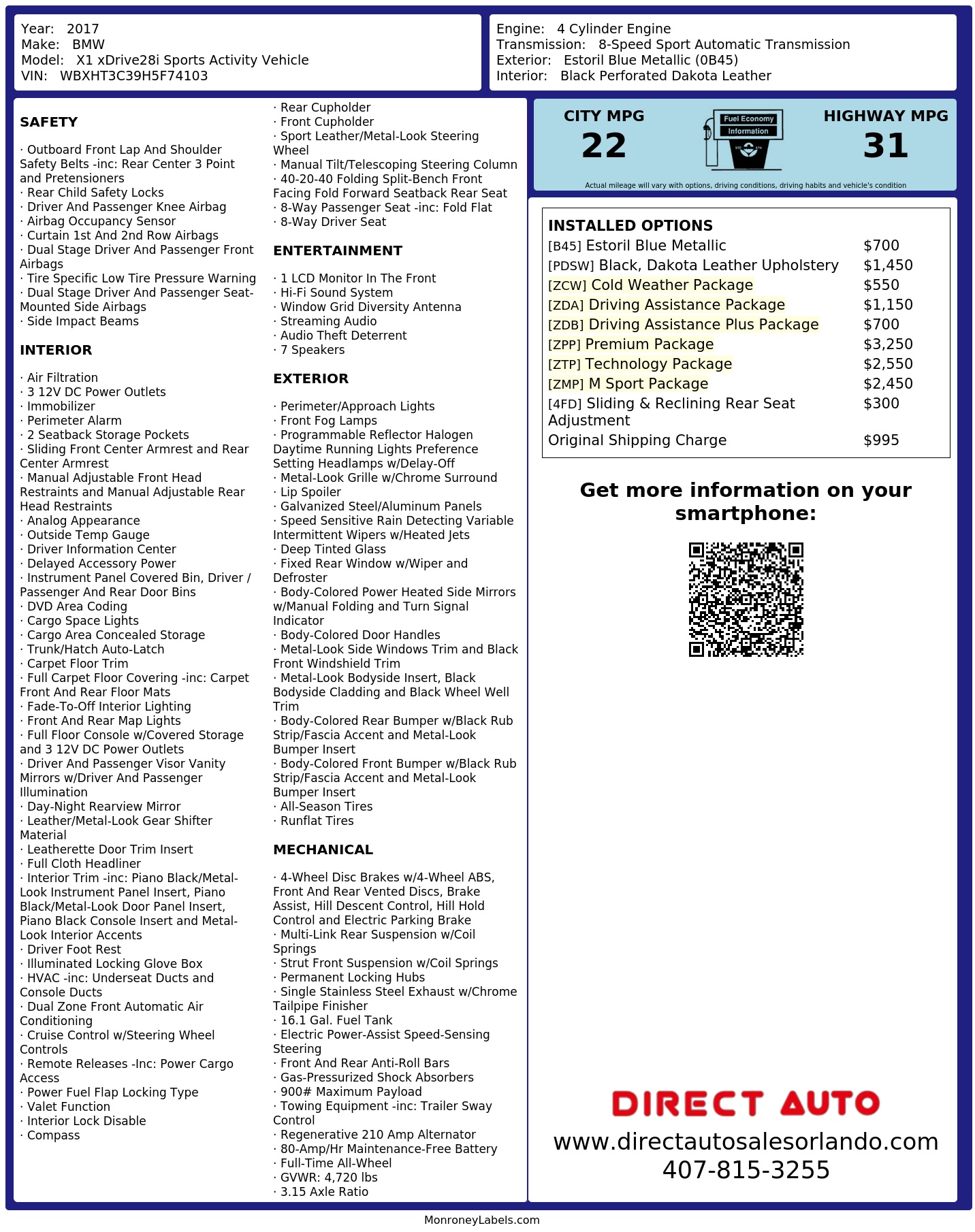 Monroney Label