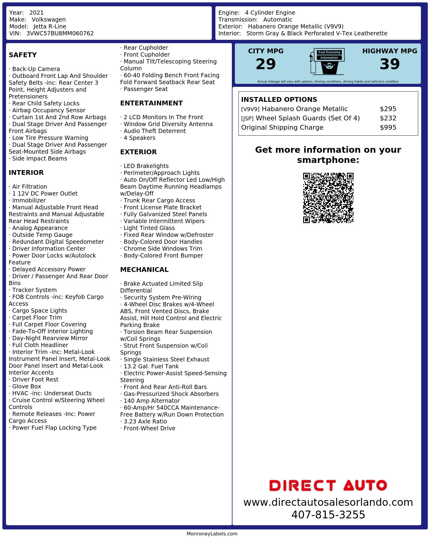 Monroney Label