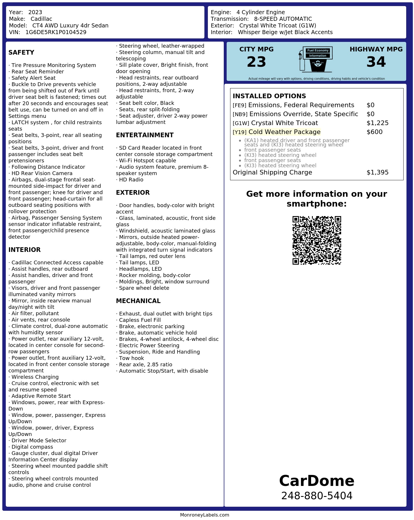 Monroney Label