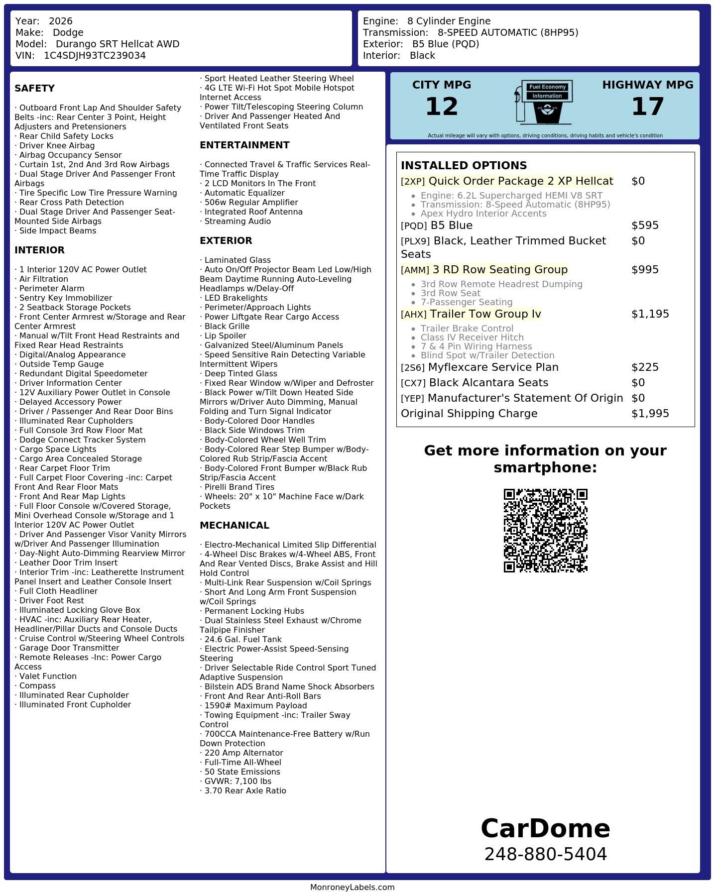 Monroney Label
