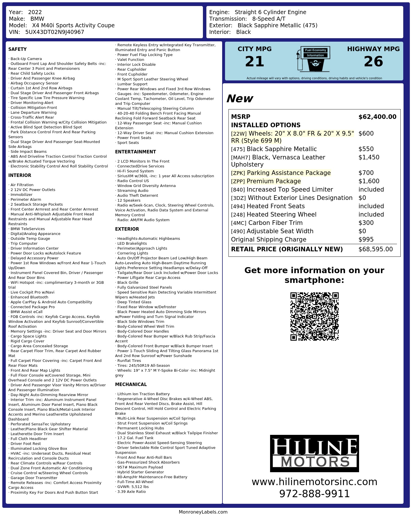 Monroney Label