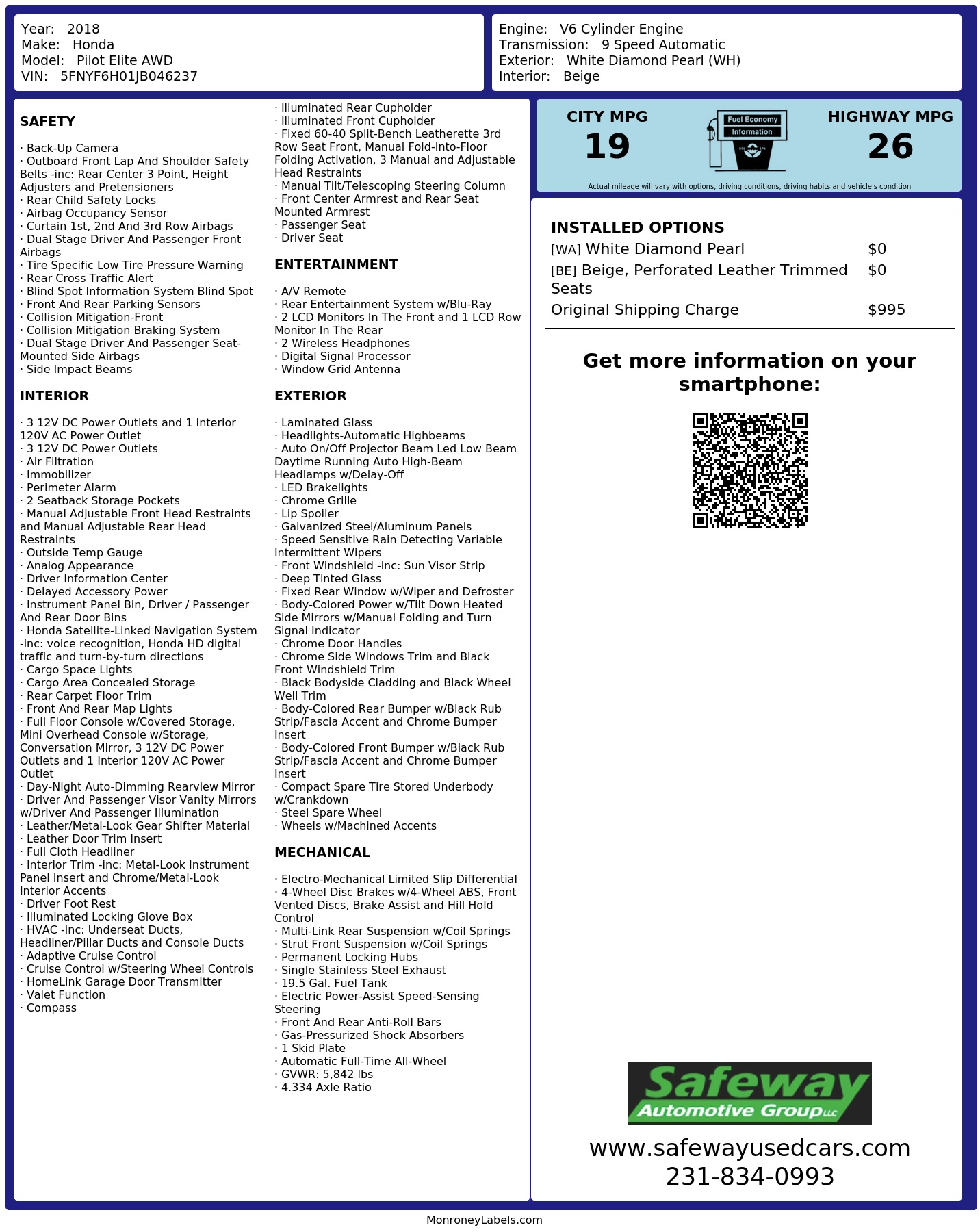 Monroney Label