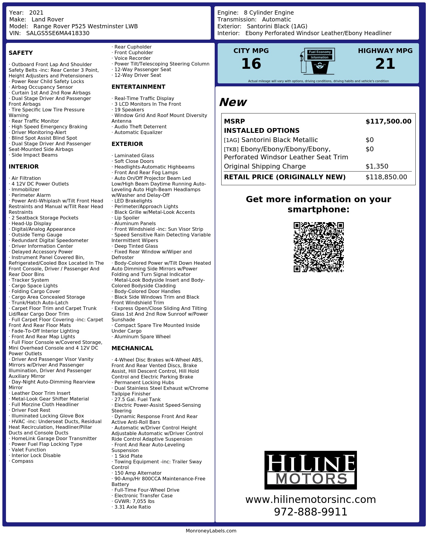 Monroney Label