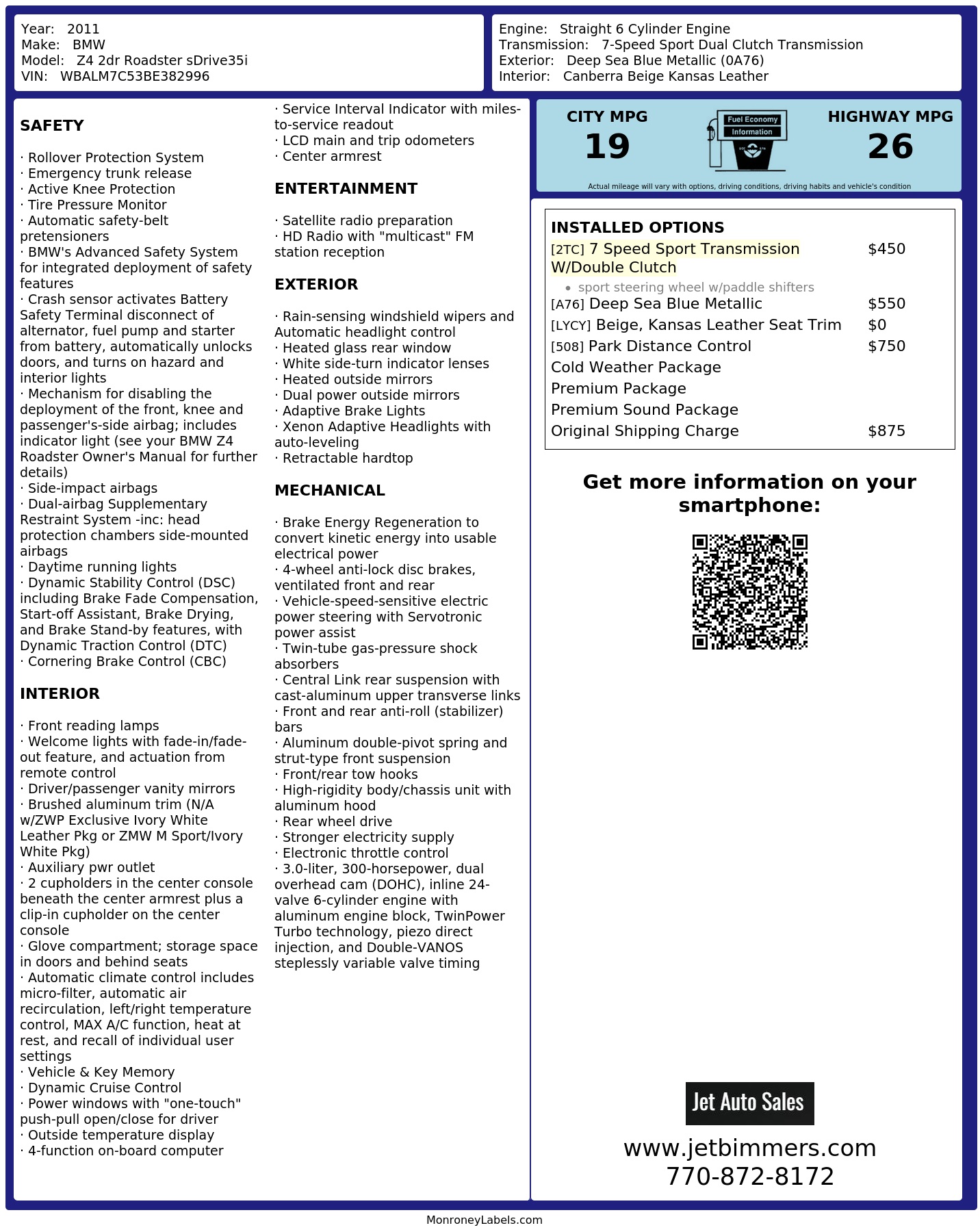 Monroney Label