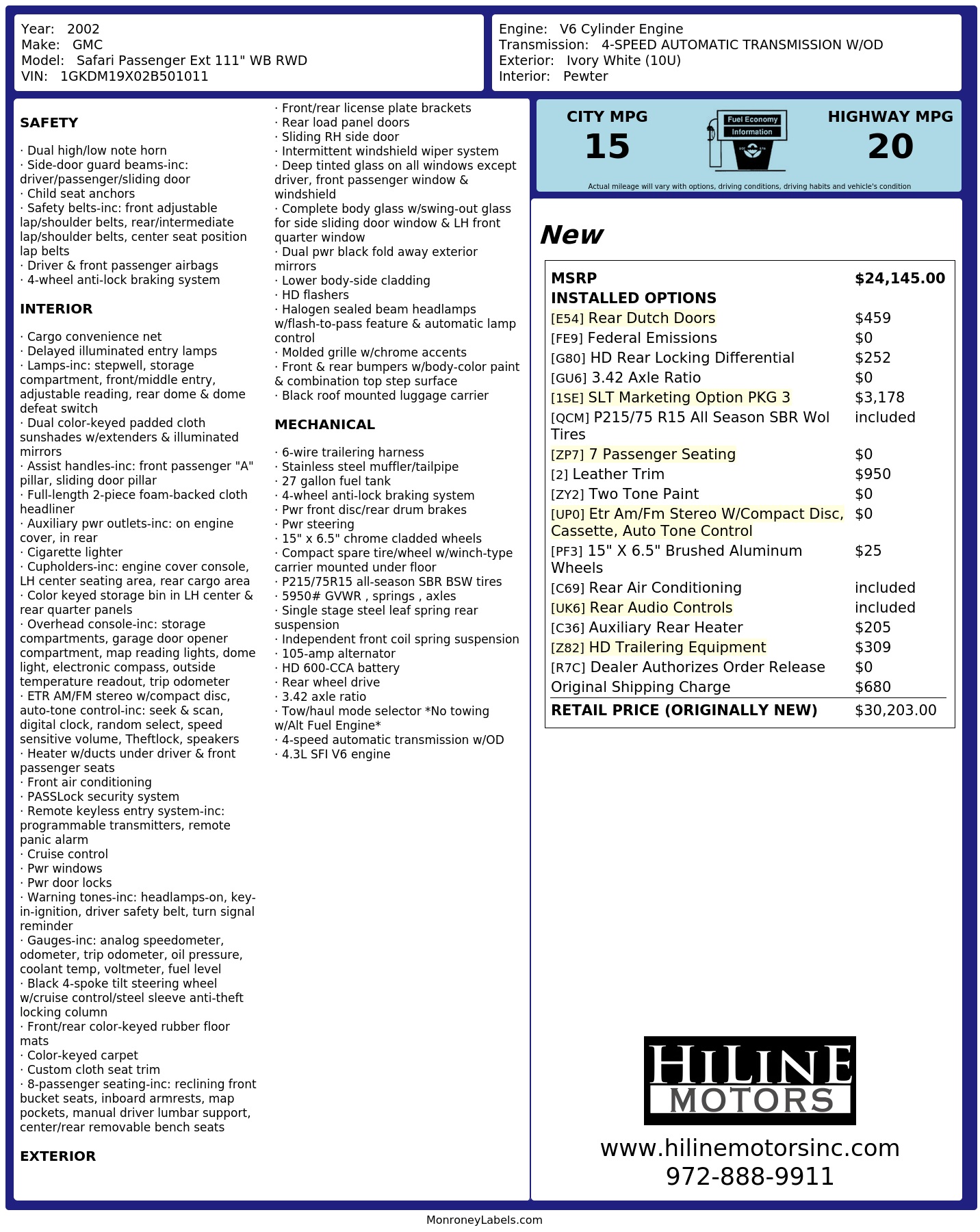 Monroney Label