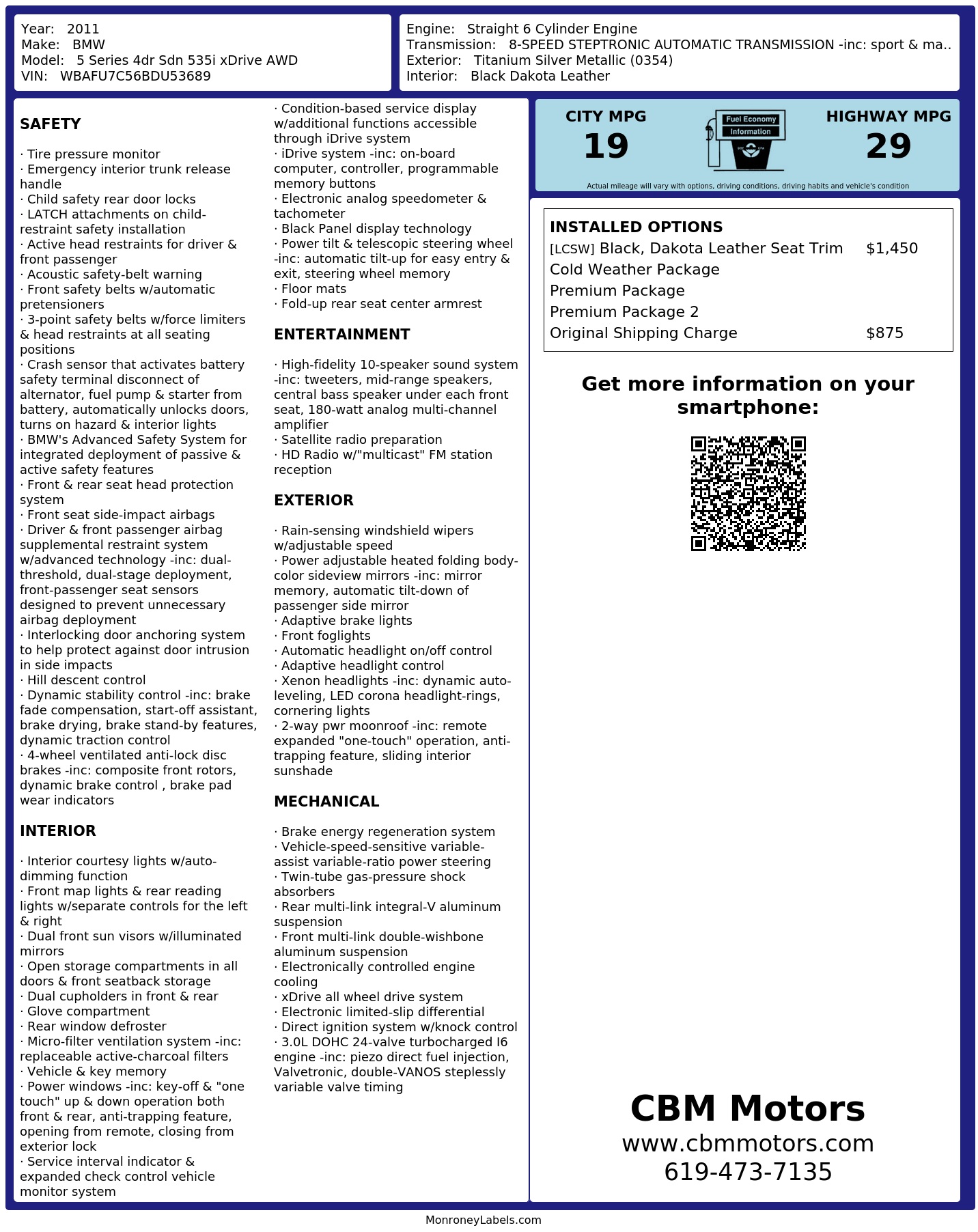 Monroney Label