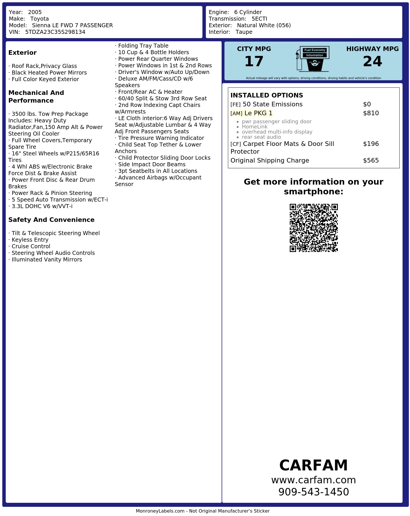 Monroney Label
