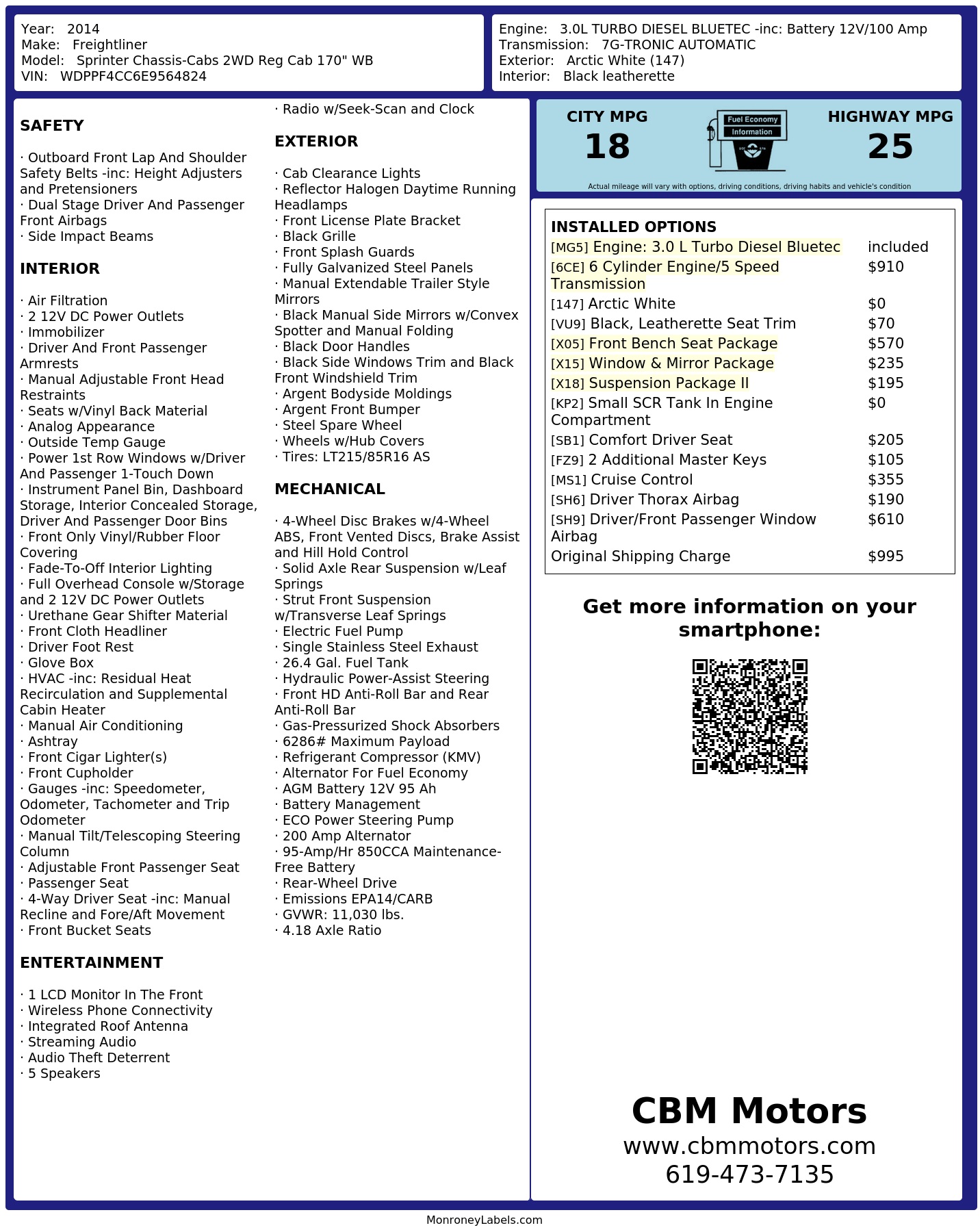 Monroney Label