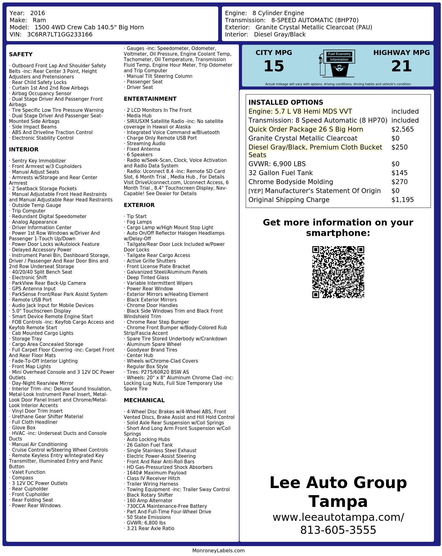 Monroney Label
