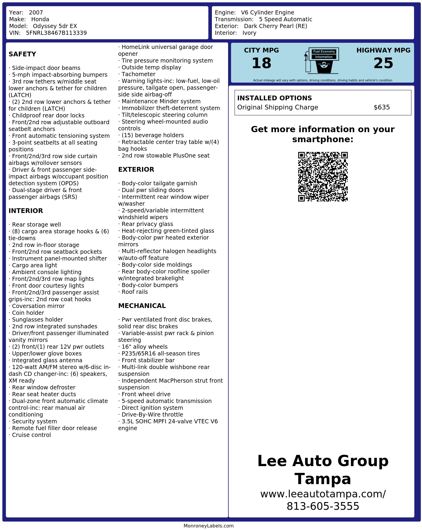 Monroney Label