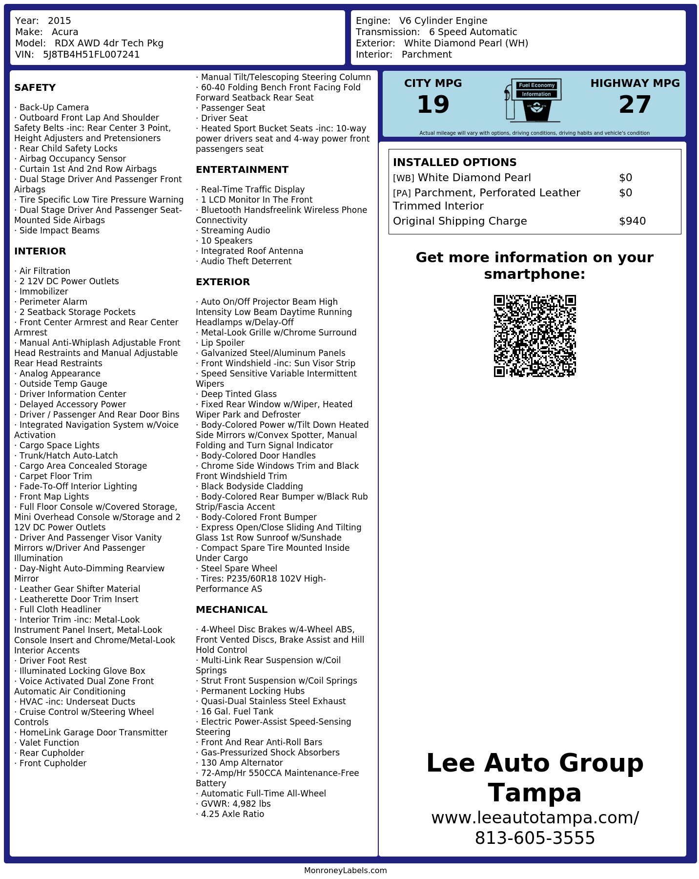 Monroney Label