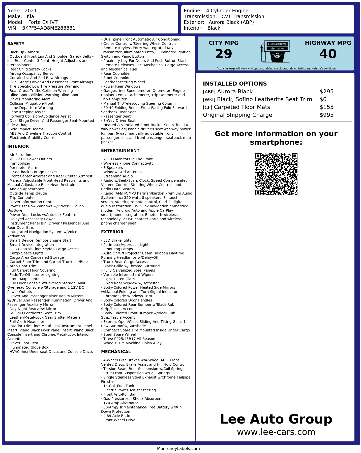 Monroney Label