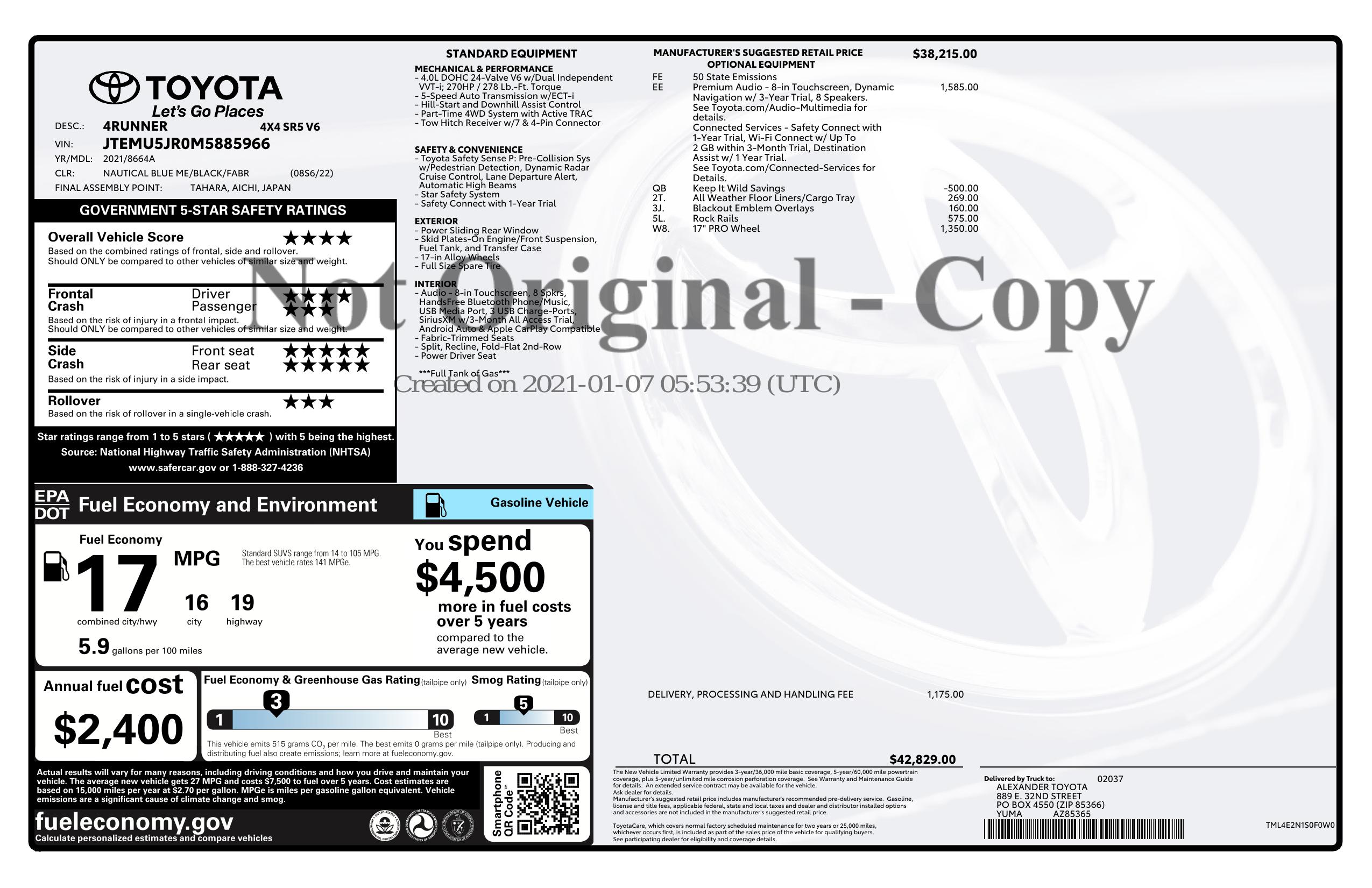 Monroney Label