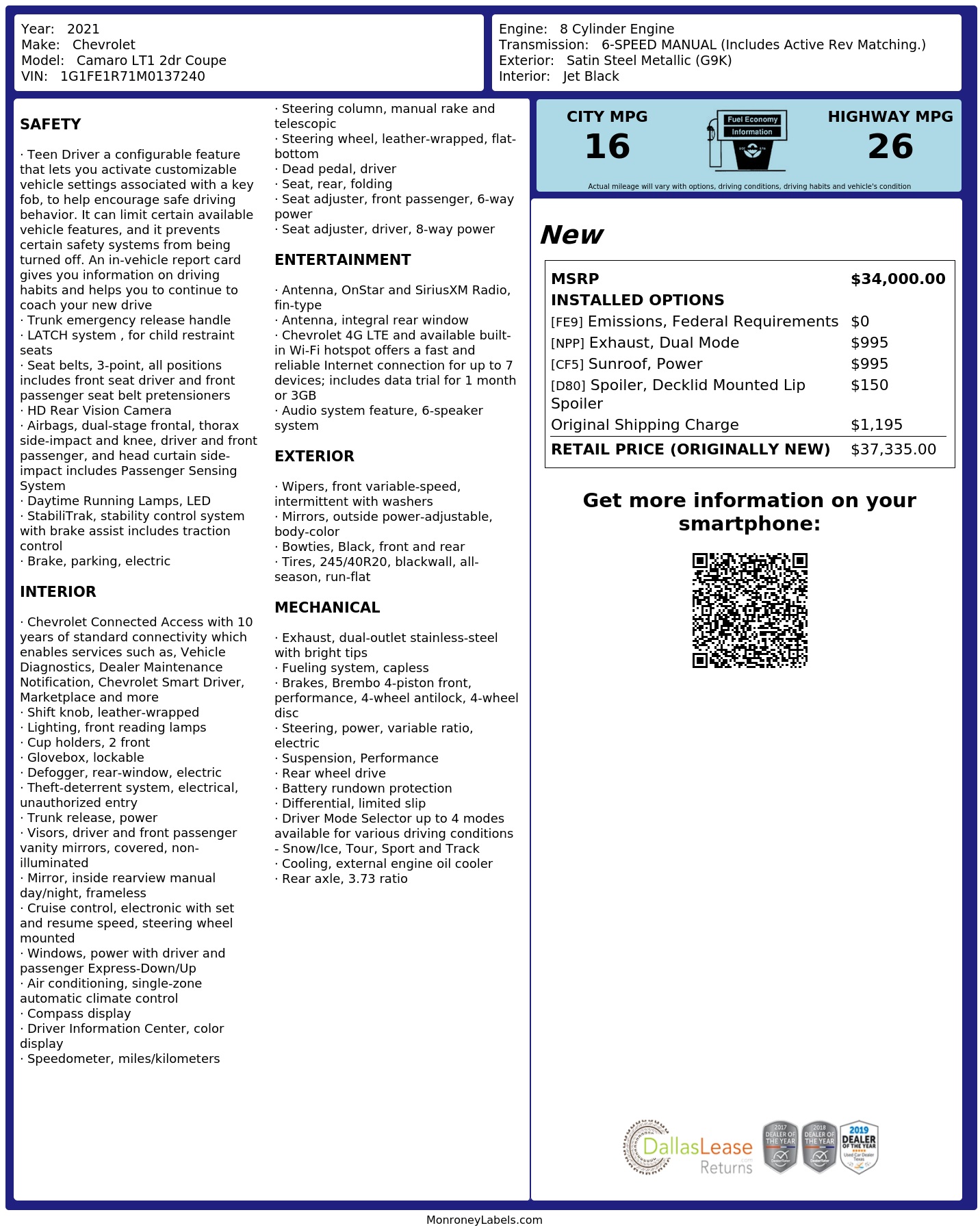 Monroney Label