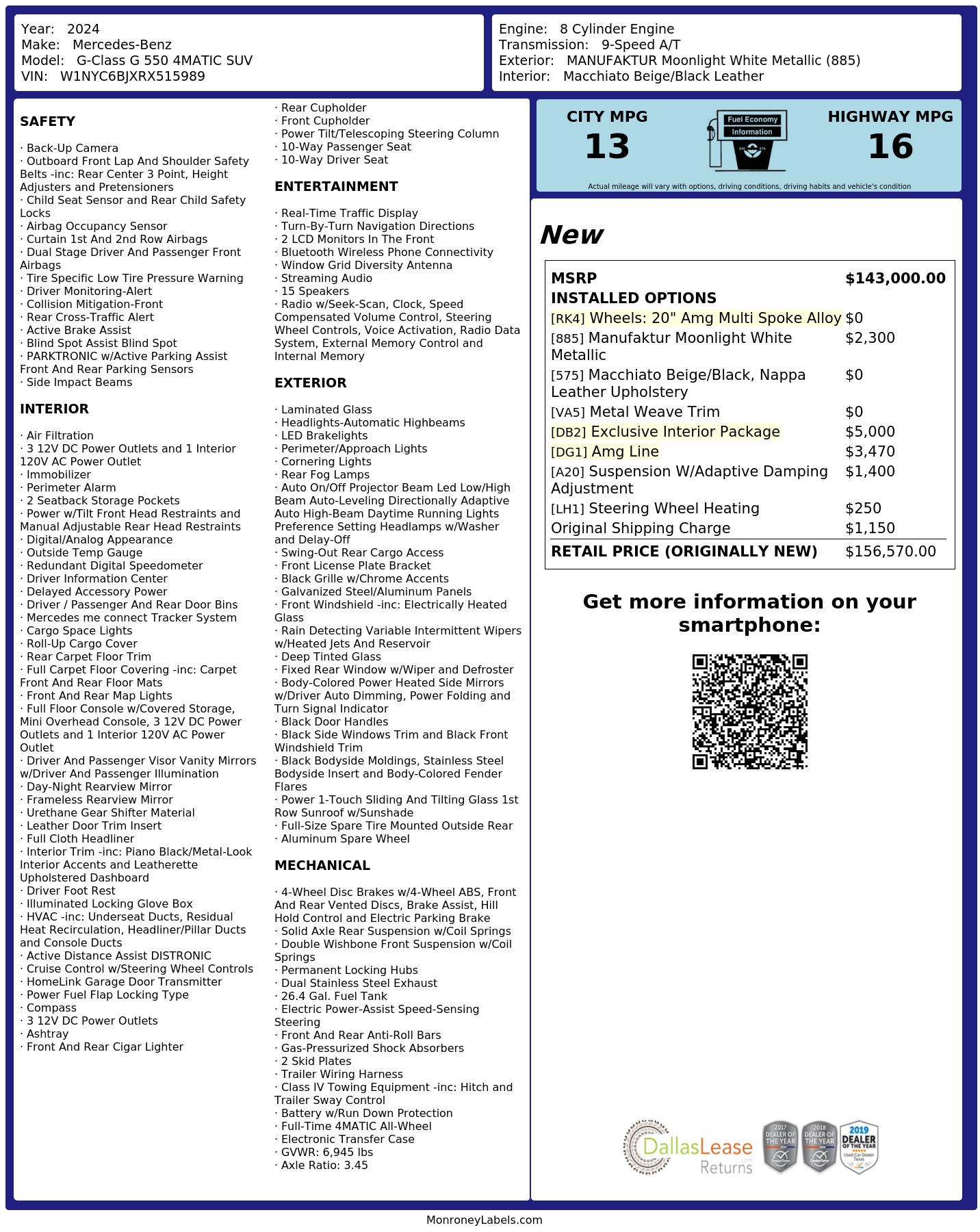 Monroney Label