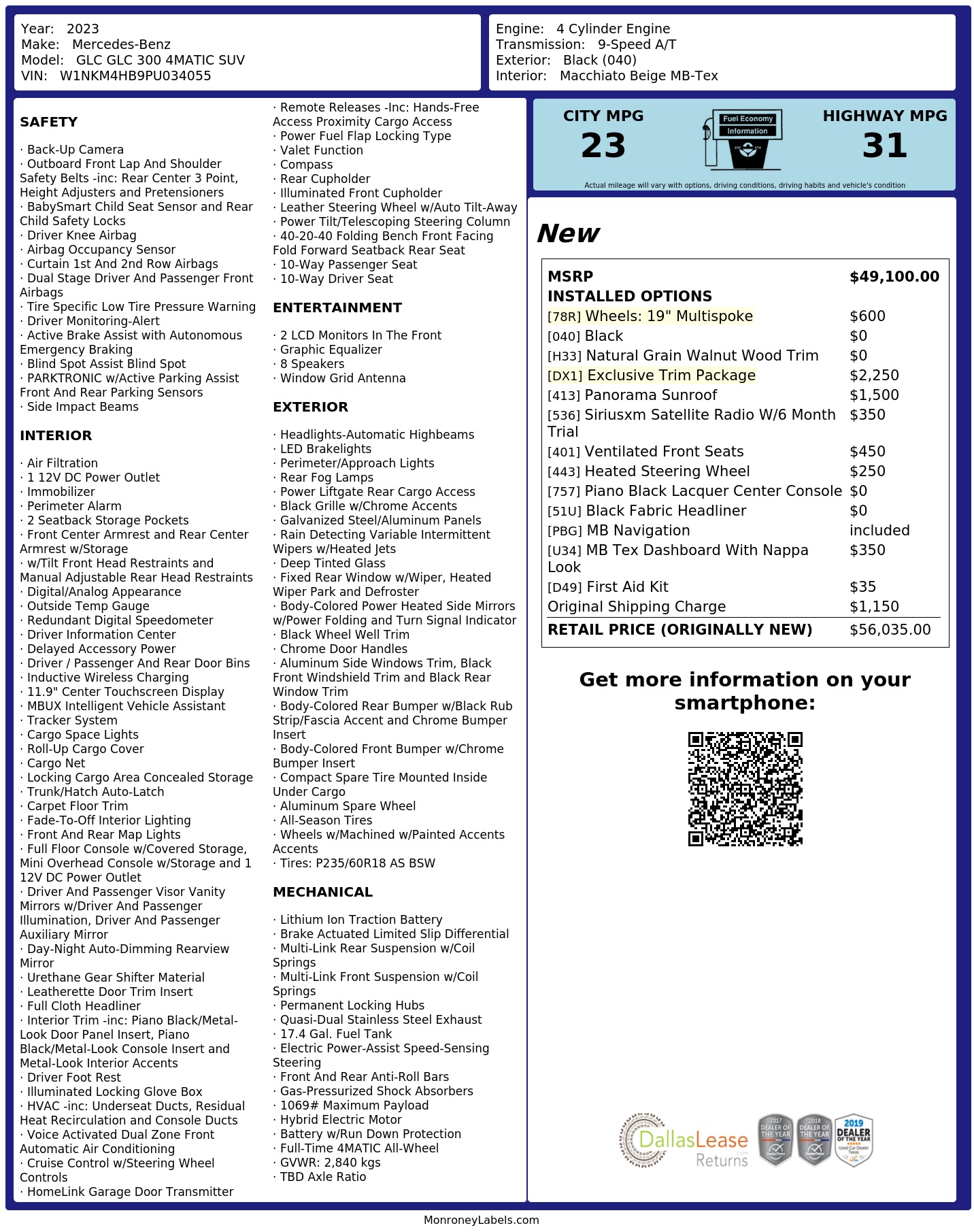 Monroney Label