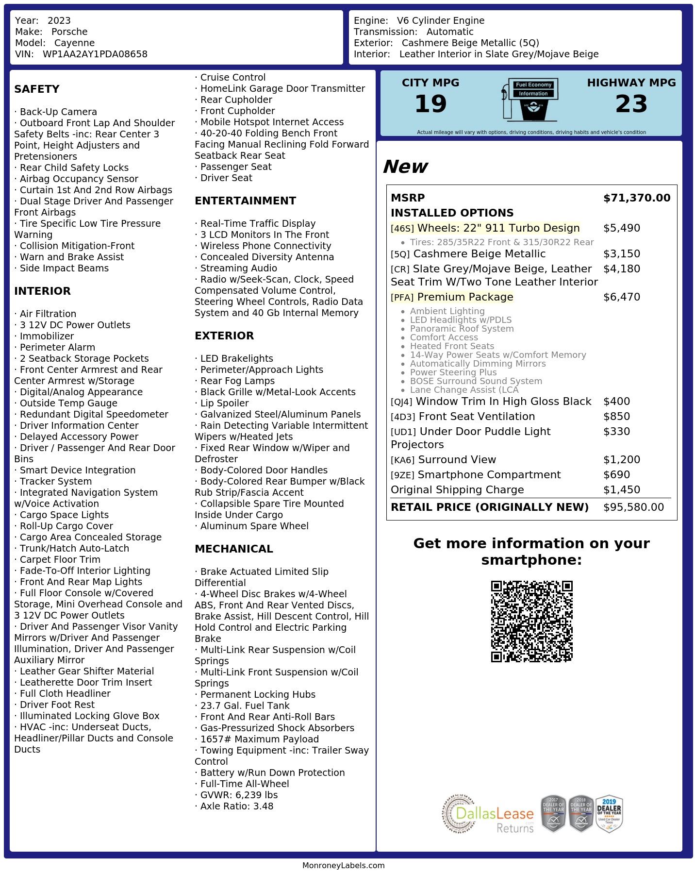 Monroney Label