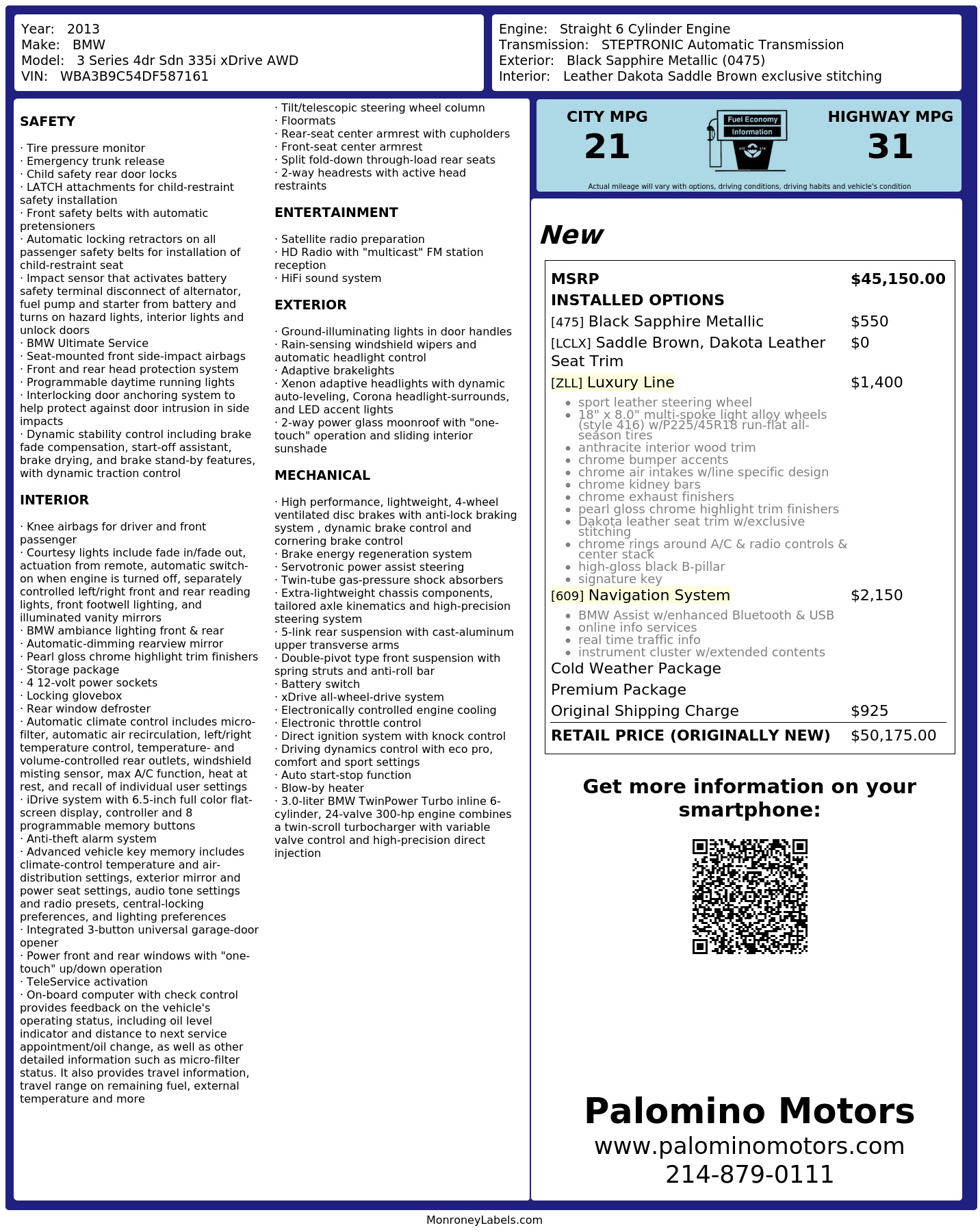 Monroney Label