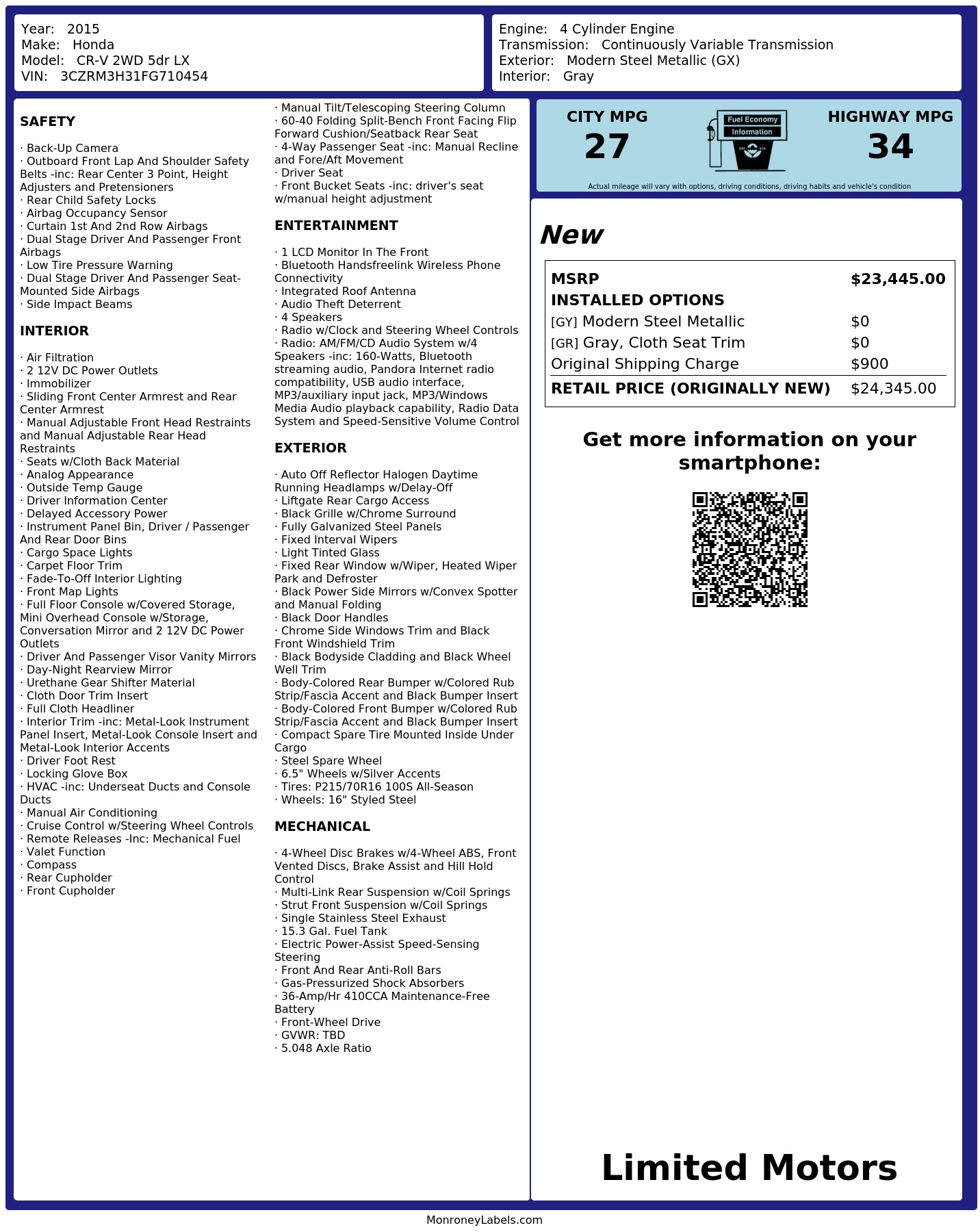 Monroney Label