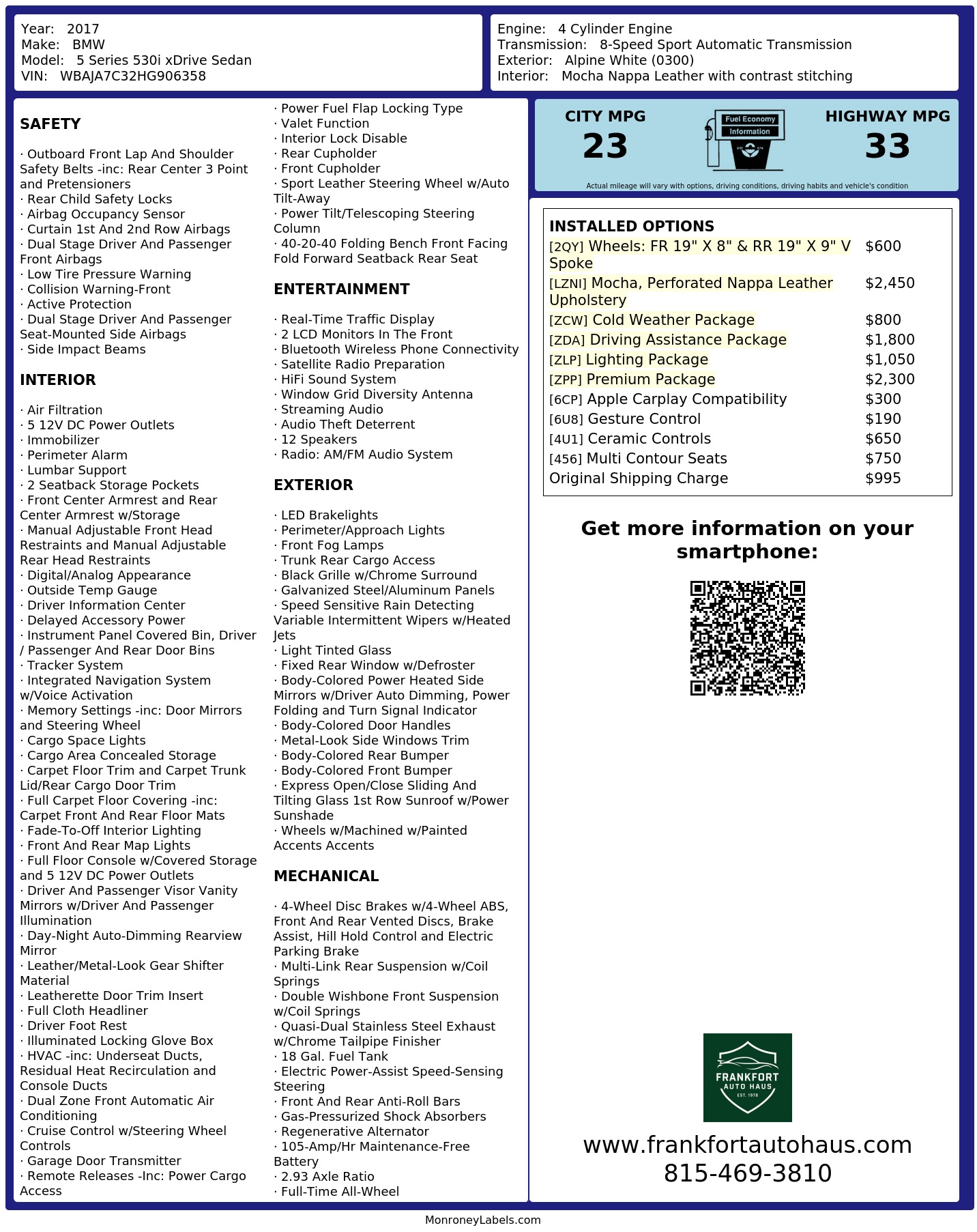 Monroney Label