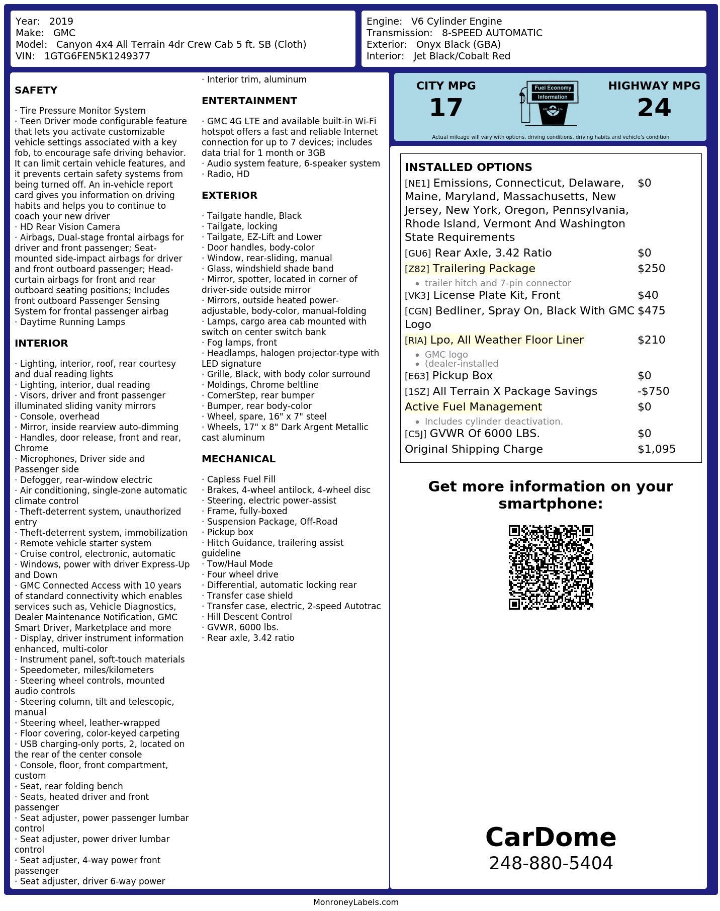 Monroney Label