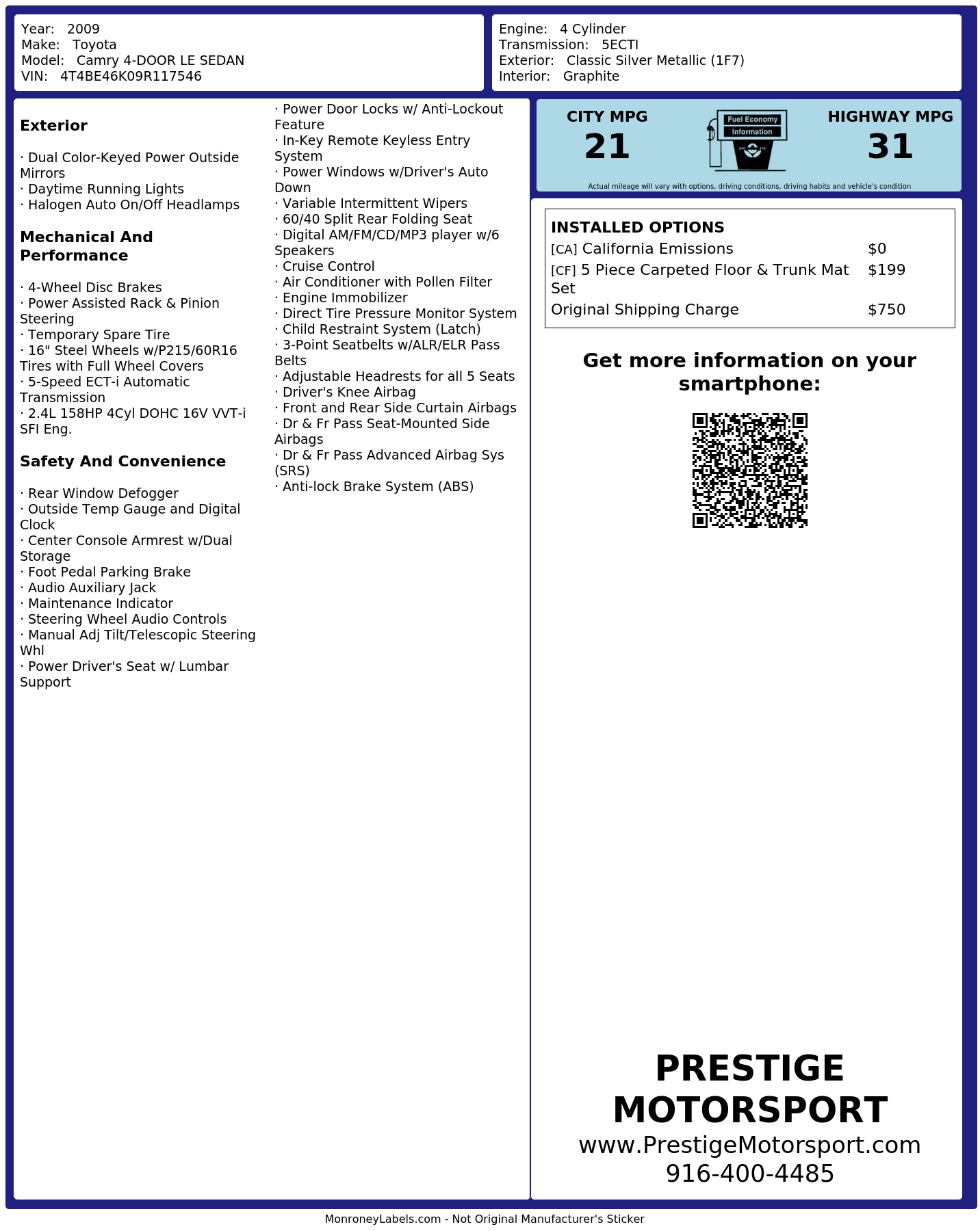 Monroney Label