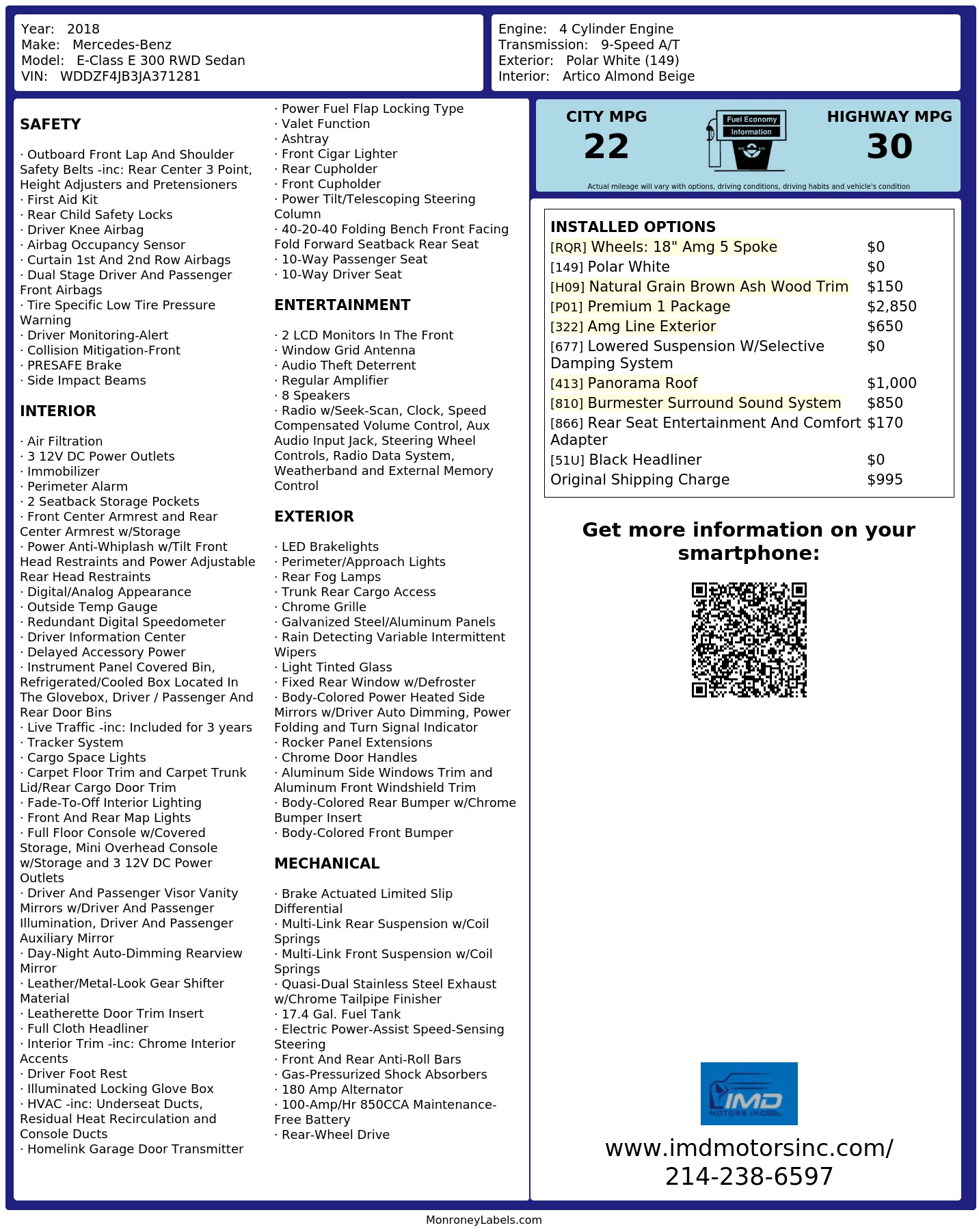 Monroney Label