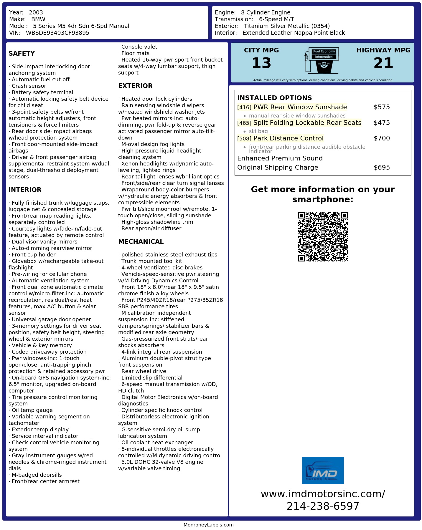 Monroney Label
