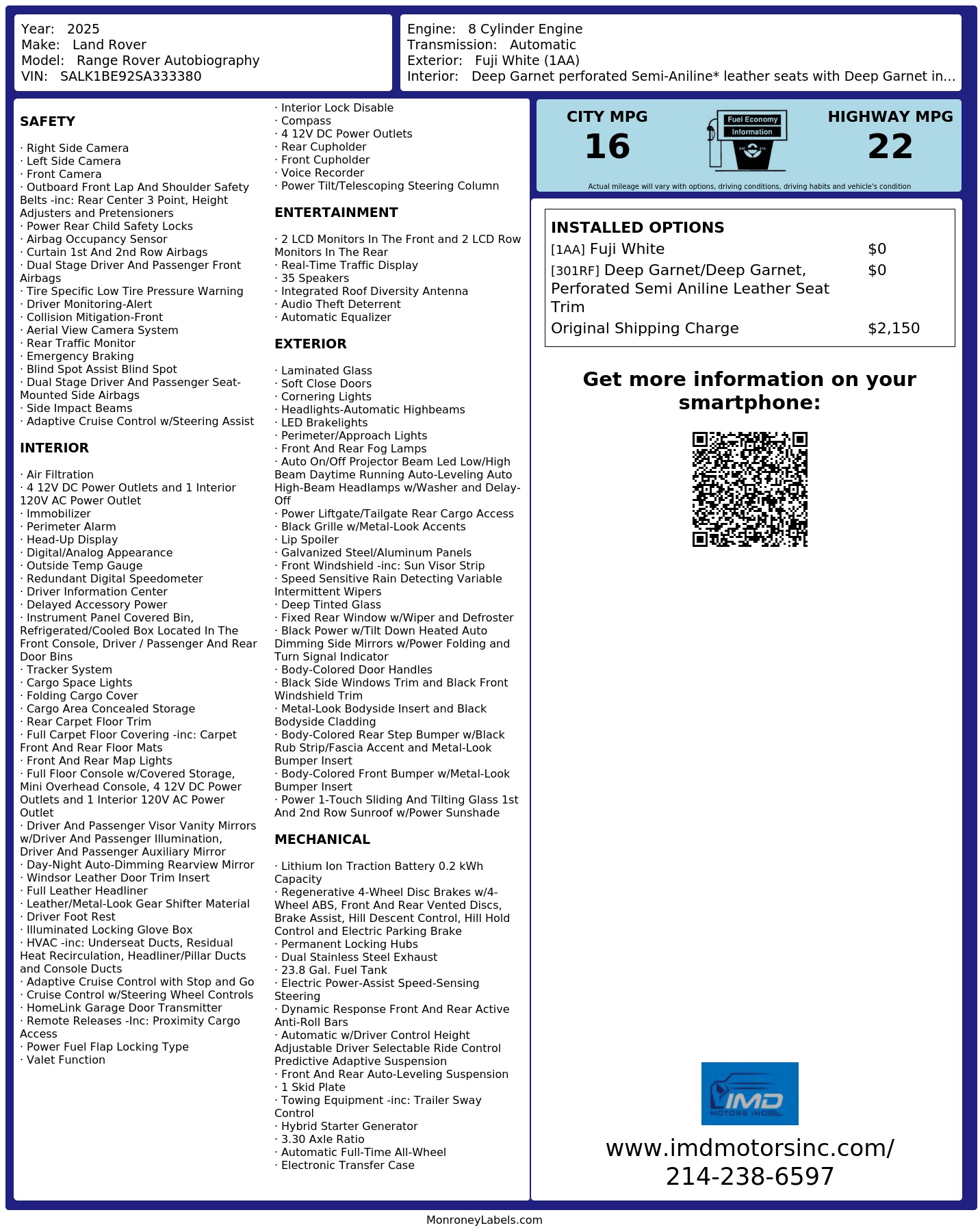 Monroney Label