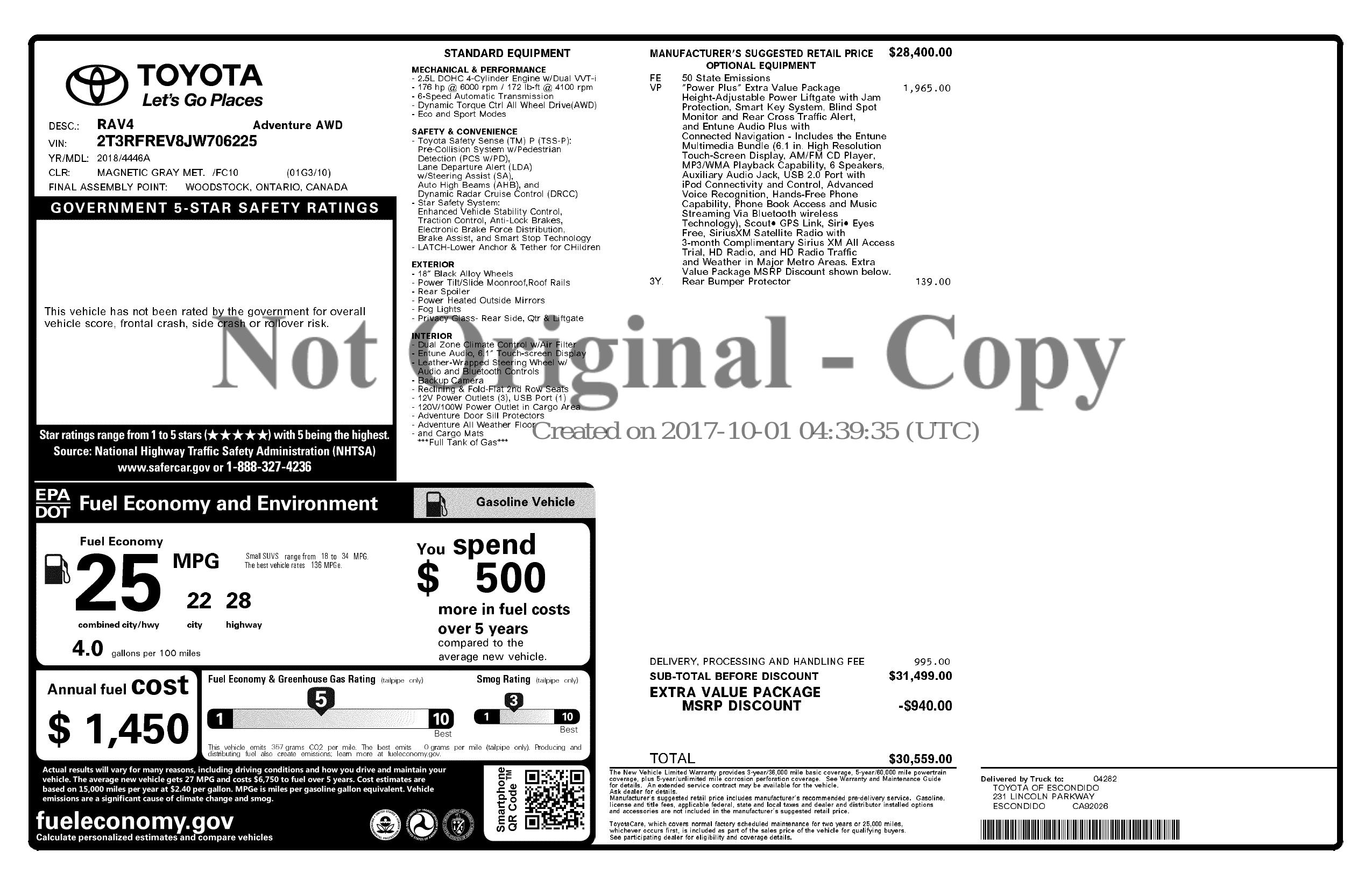 Monroney Label