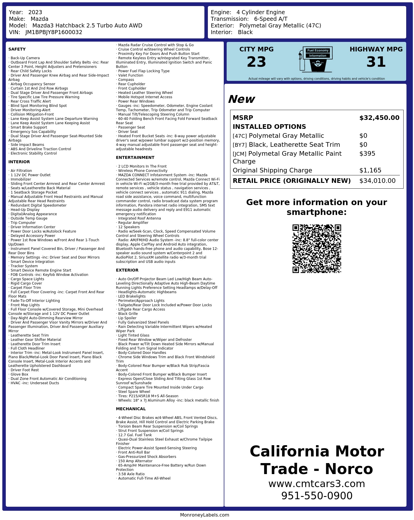 Monroney Label
