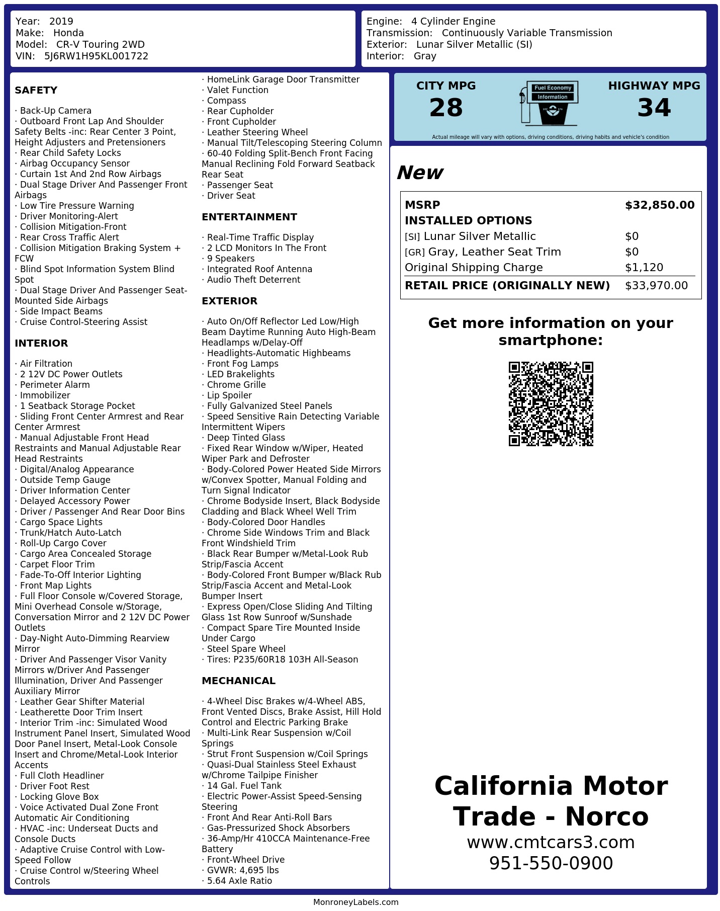 Monroney Label