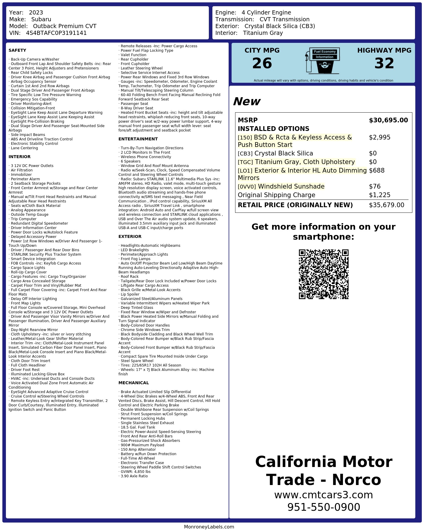 Monroney Label