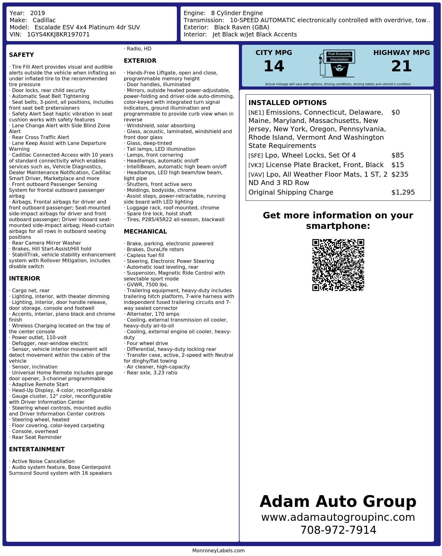 Monroney Label