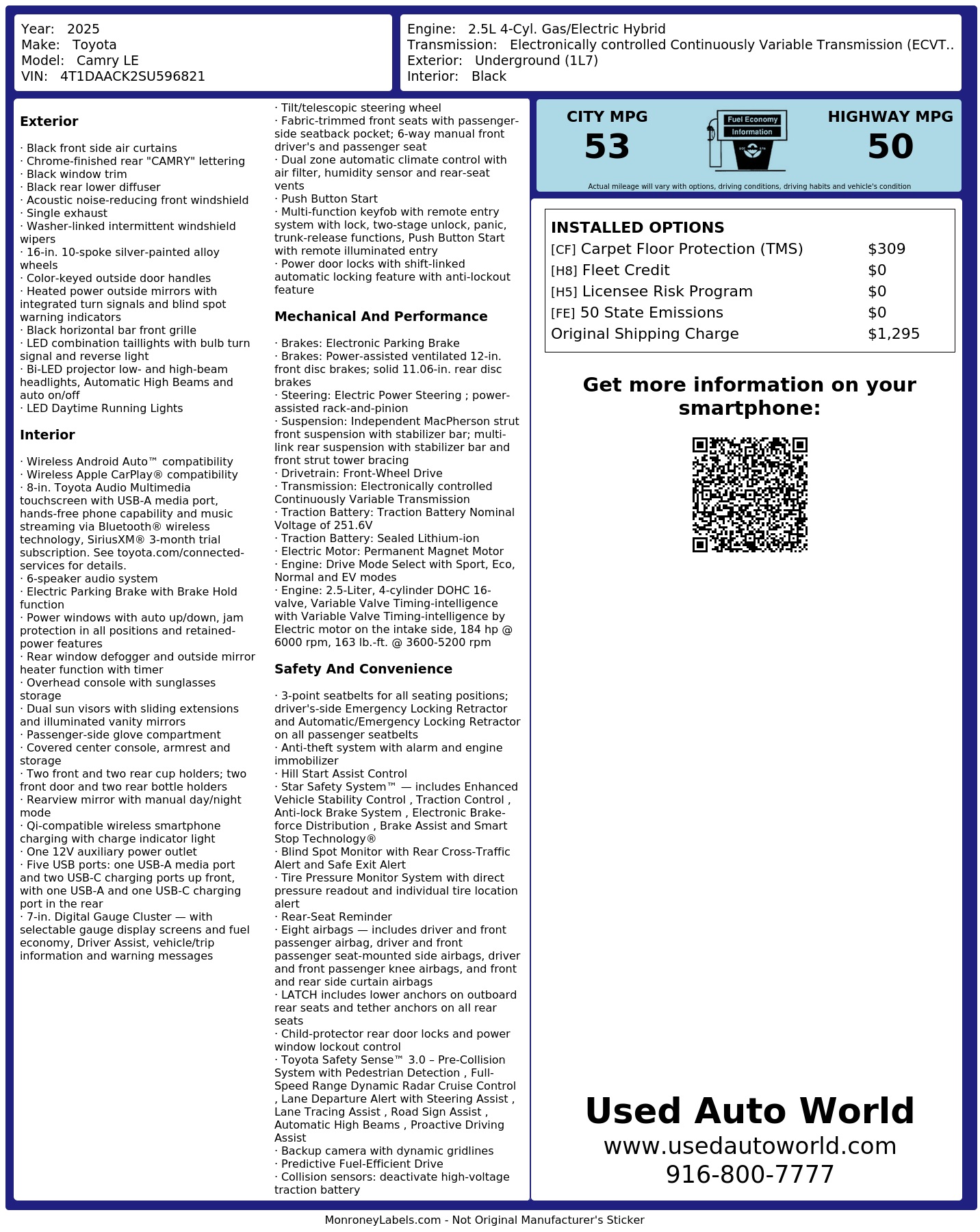 Monroney Label